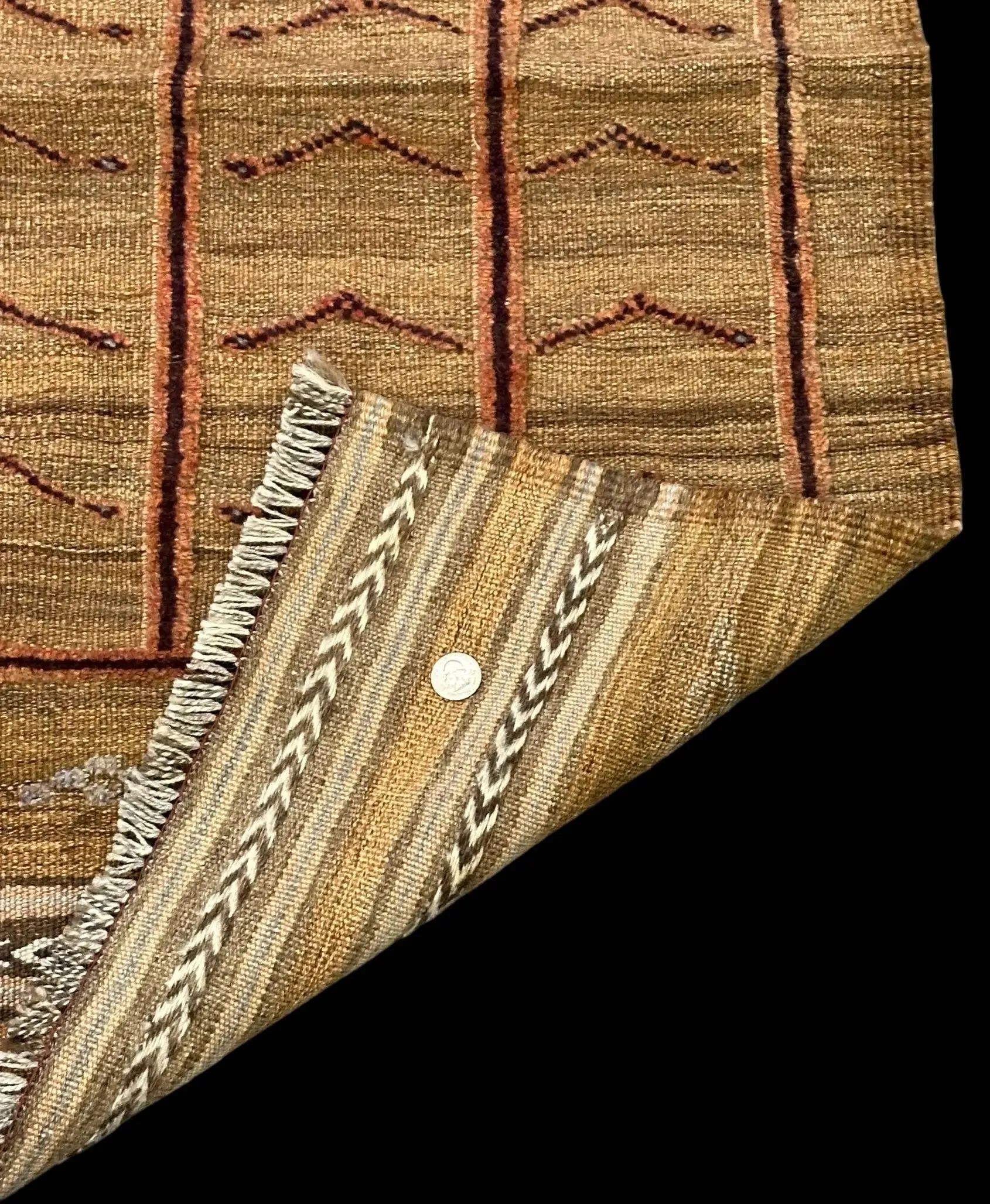Handmade Vintage Wool Rug Brown Moroccan Berber Tribal Design 2'7 x 4'