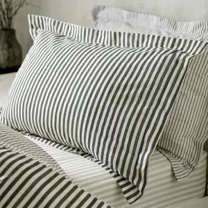 Hebden Mélange Stripe 100% Cotton Pillowcase Pair Black