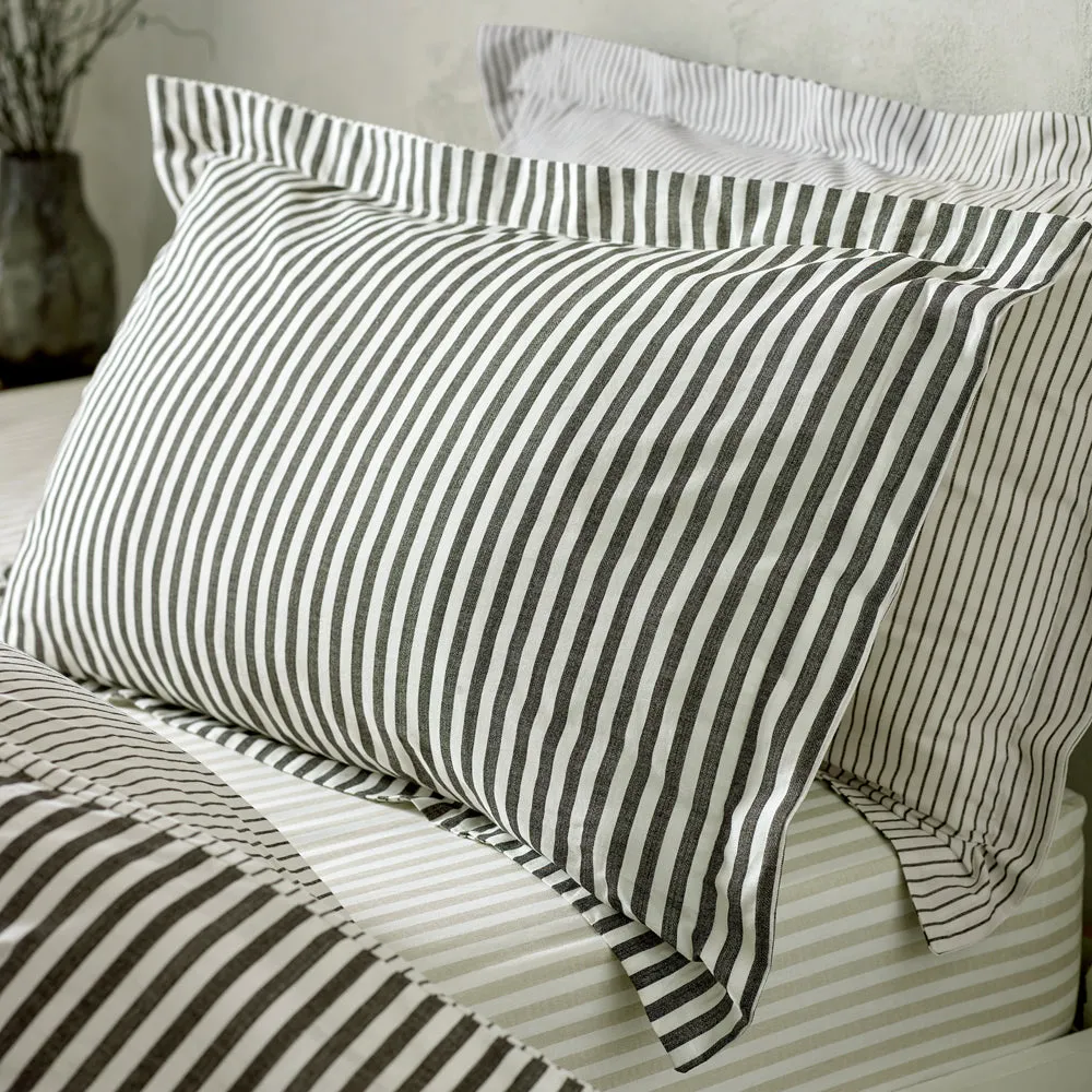 Hebden Mélange Stripe 100% Cotton Pillowcase Pair Black