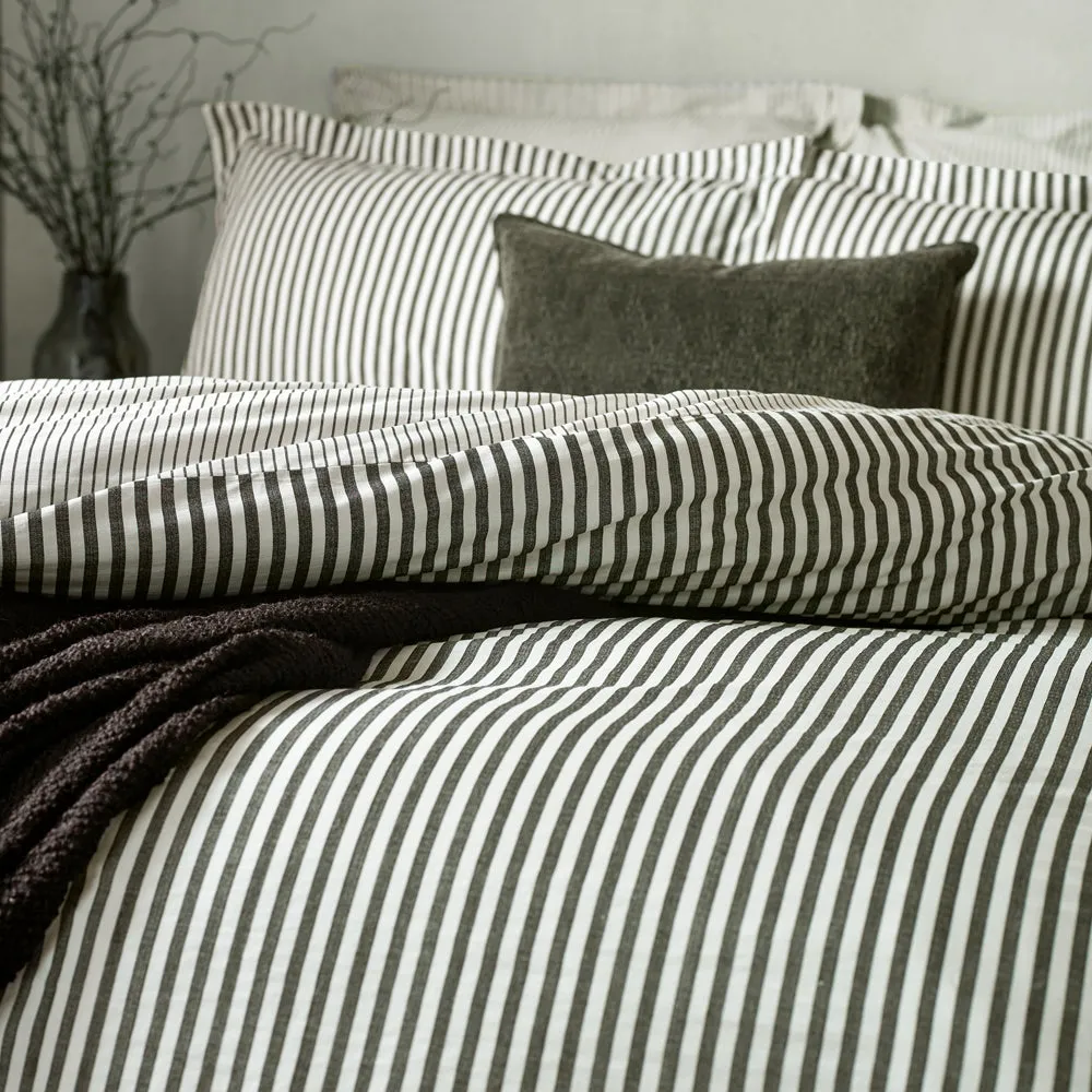 Hebden Mélange Stripe 100% Cotton Pillowcase Pair Black