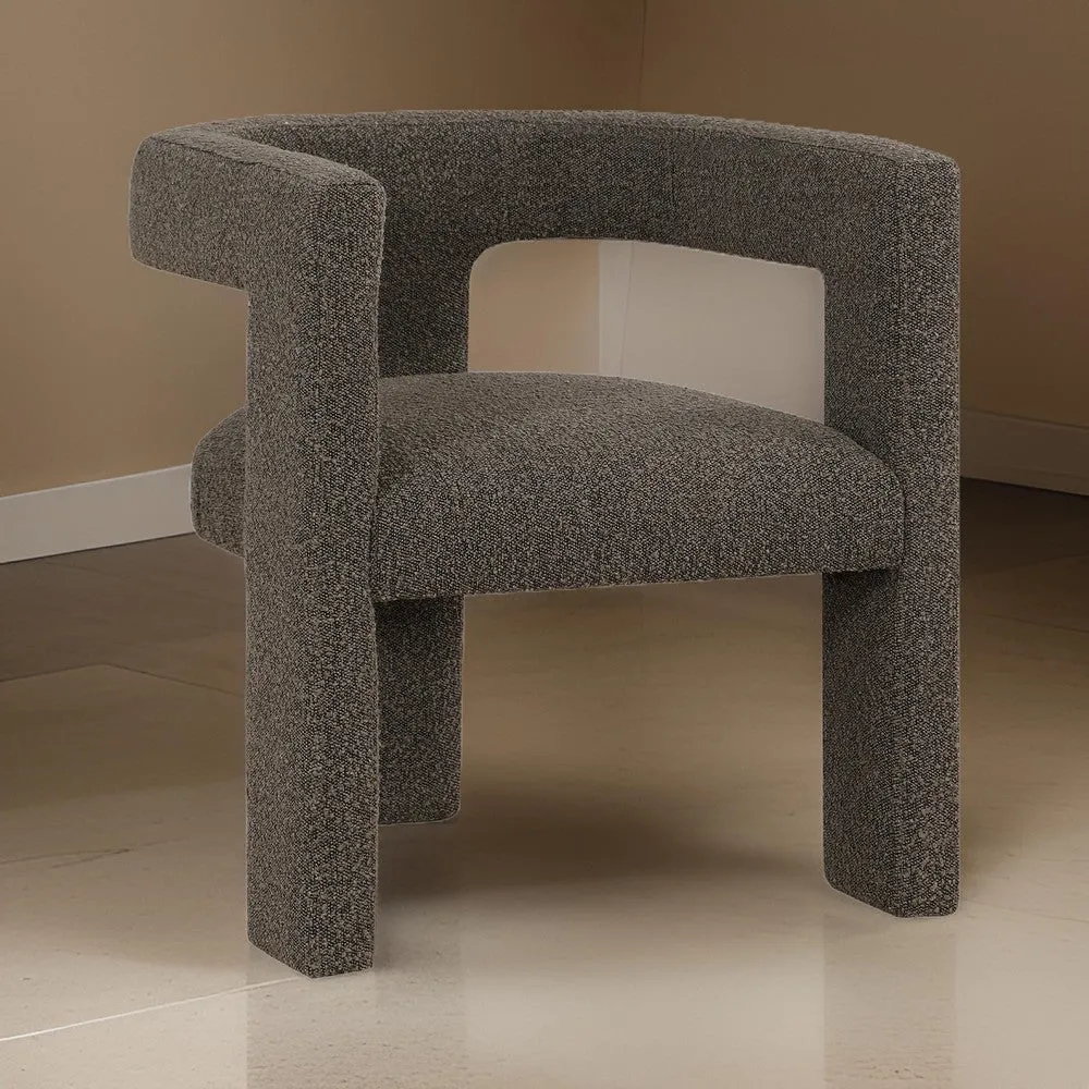 Hellen Accent Side Chair, Fully Upholstered Chocolate Brown Boucle Fabric By Casagear Home