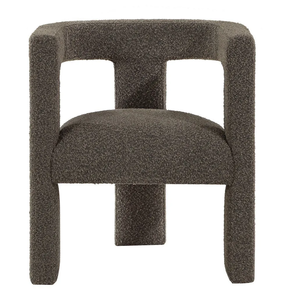 Hellen Accent Side Chair, Fully Upholstered Chocolate Brown Boucle Fabric By Casagear Home