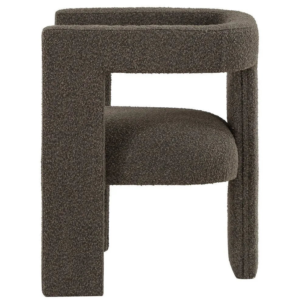Hellen Accent Side Chair, Fully Upholstered Chocolate Brown Boucle Fabric By Casagear Home