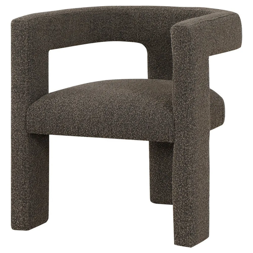 Hellen Accent Side Chair, Fully Upholstered Chocolate Brown Boucle Fabric By Casagear Home