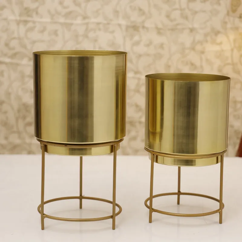 Hemera Raagi Planter (Gold) - Set Of Two