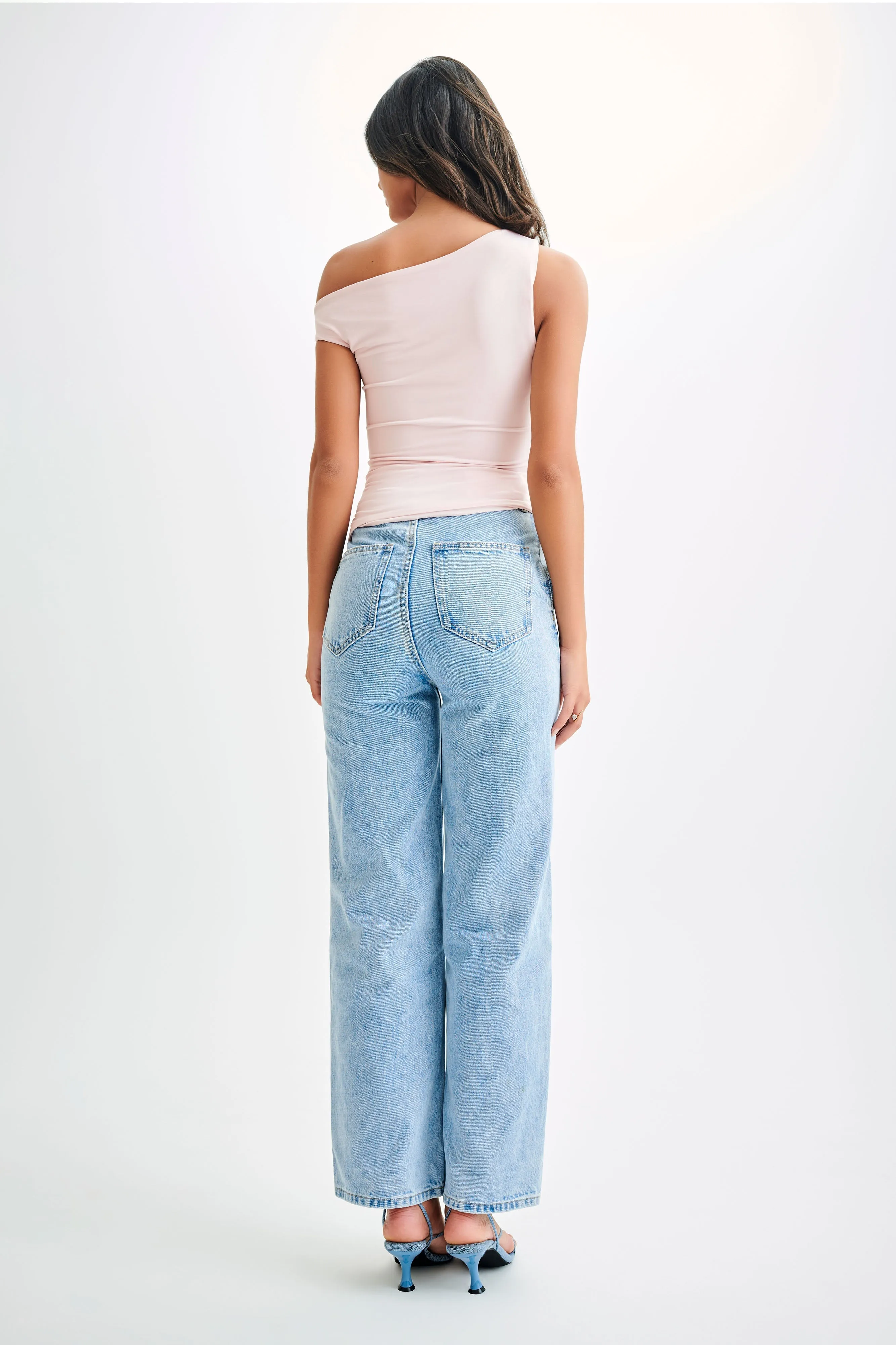Irving Off Shoulder Slinky Top - Powder Pink