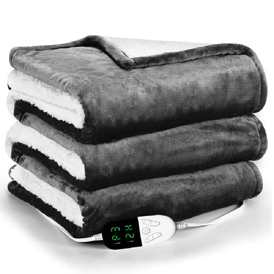 Julia M Cashmere Electric Heated Throw Blanket - 50x60 Inch, 6 Levels, 4-Hour Auto-Off