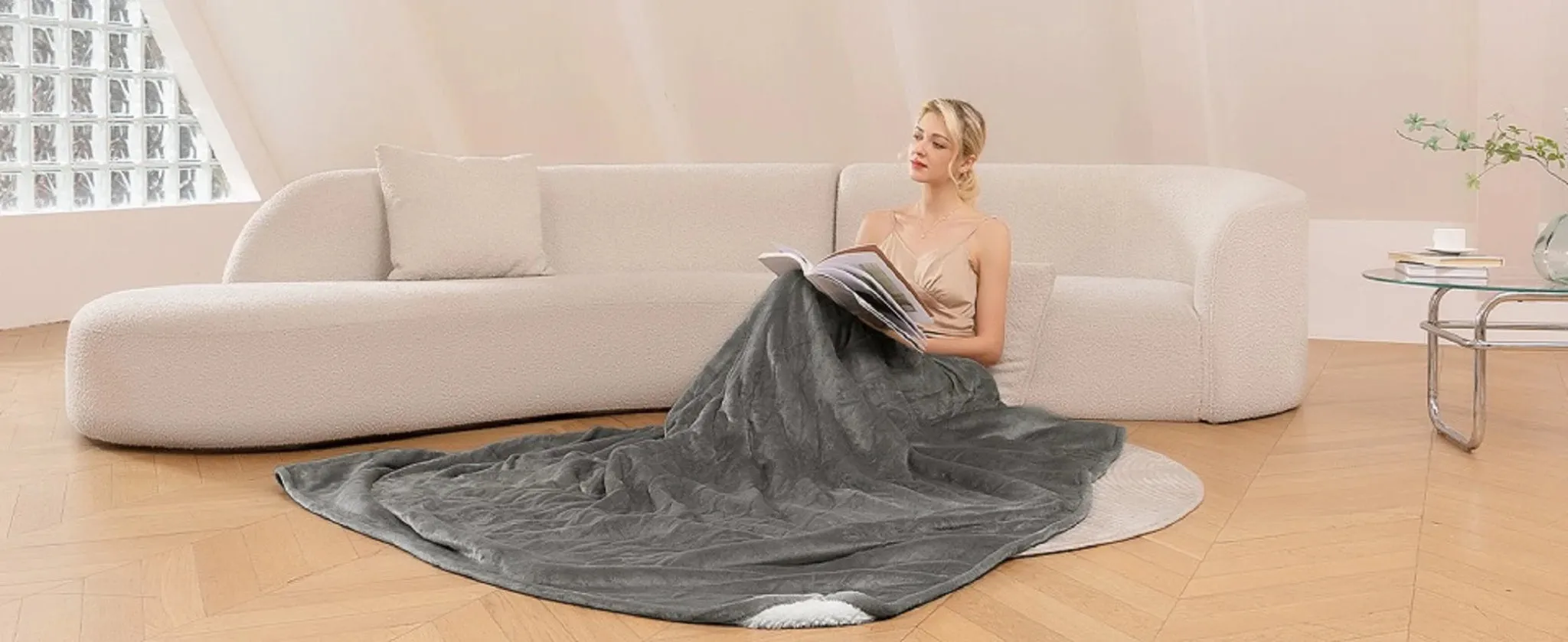 Julia M Cashmere Electric Heated Throw Blanket - 50x60 Inch, 6 Levels, 4-Hour Auto-Off