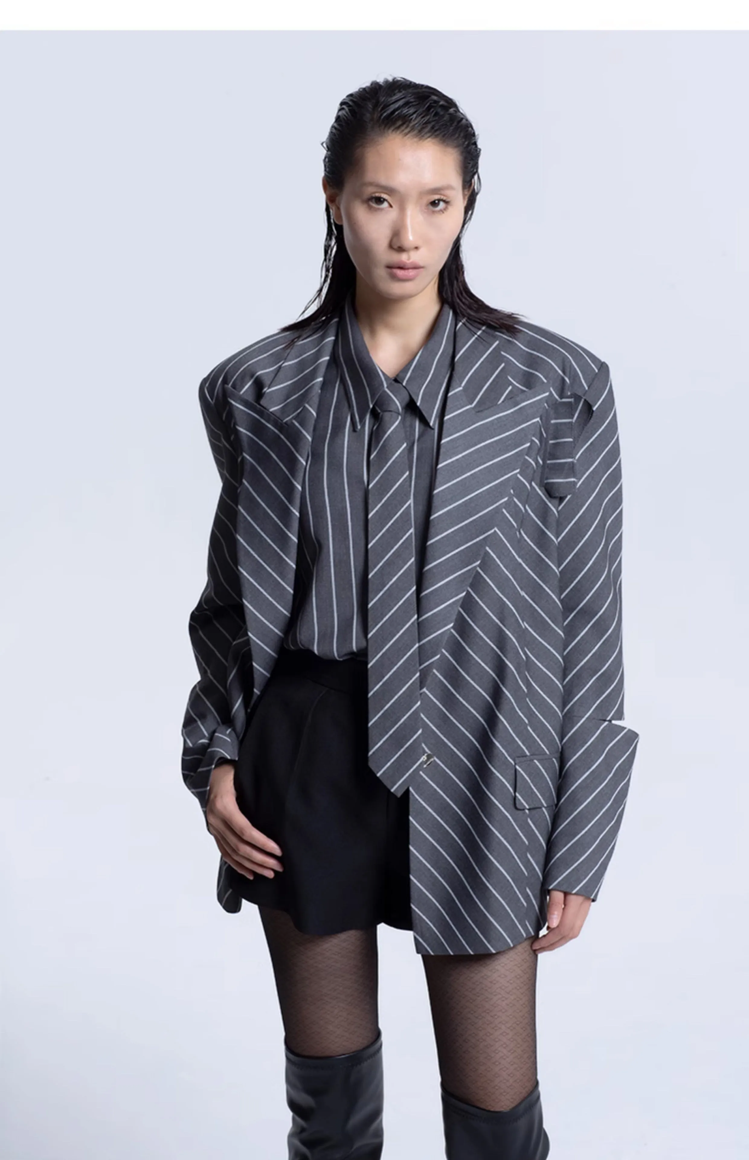 LEDIM W FASHION TIE STRIPED Shirt- Pieo