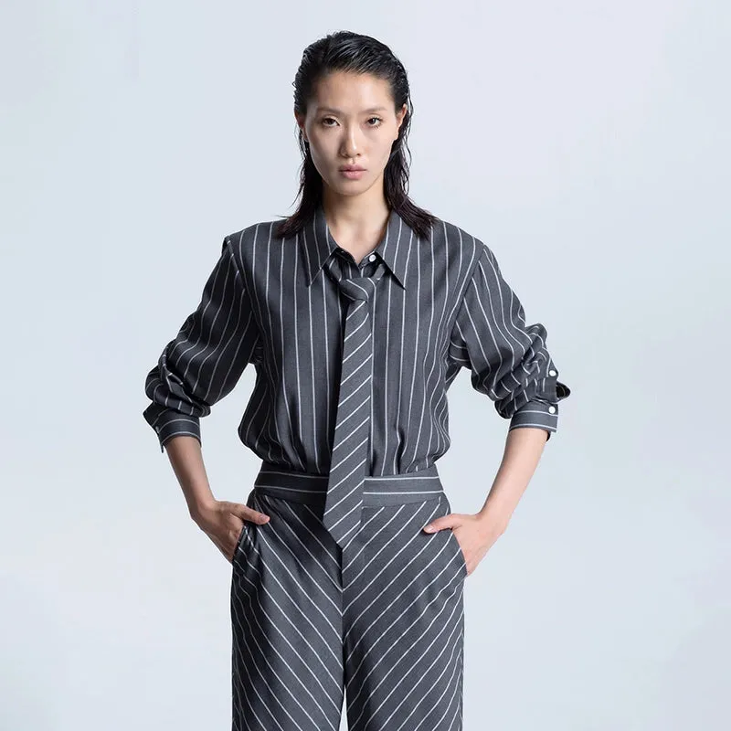 LEDIM W FASHION TIE STRIPED Shirt- Pieo