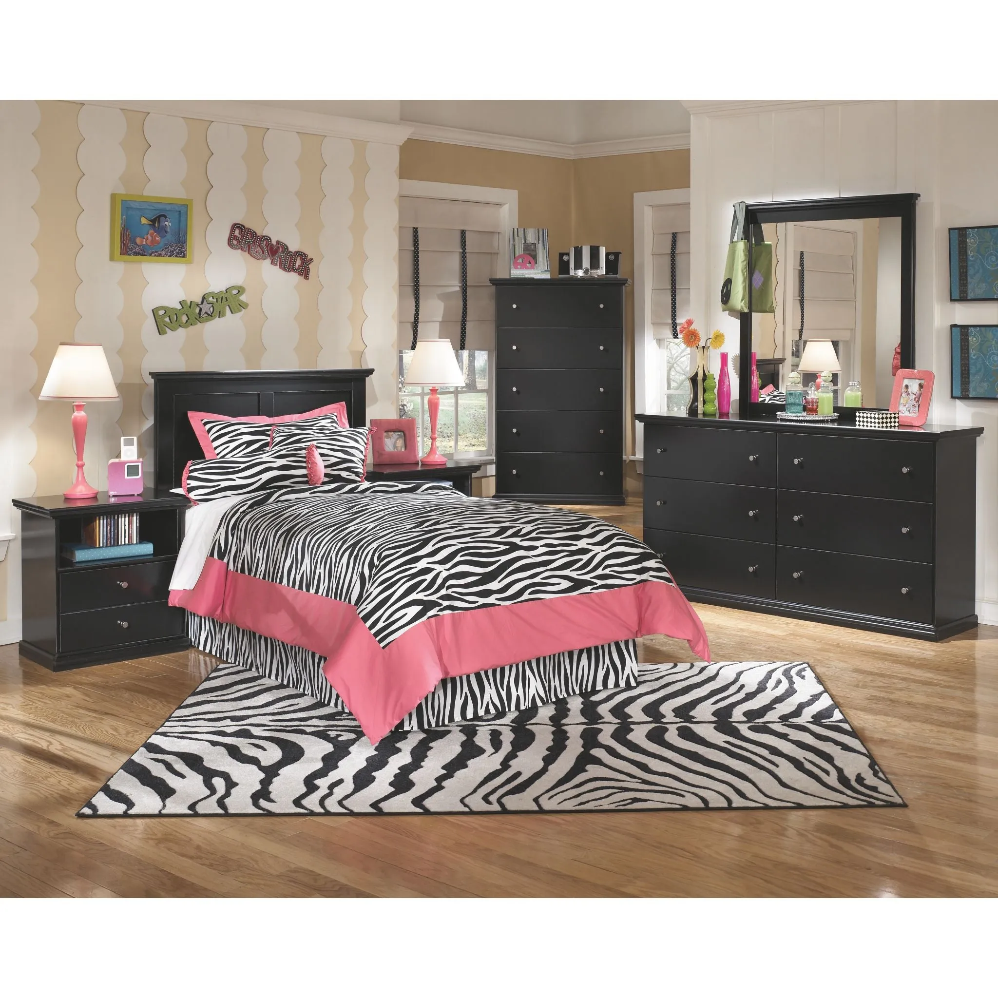 Maribel Panel Headboard - Black