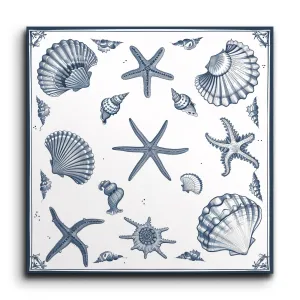 Marine Elegance: Starfish & Seashells in Blue