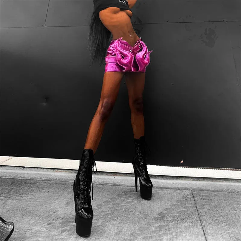 MB FASHION Metallic Mini Skirt with Crisscross Panels 5797LY