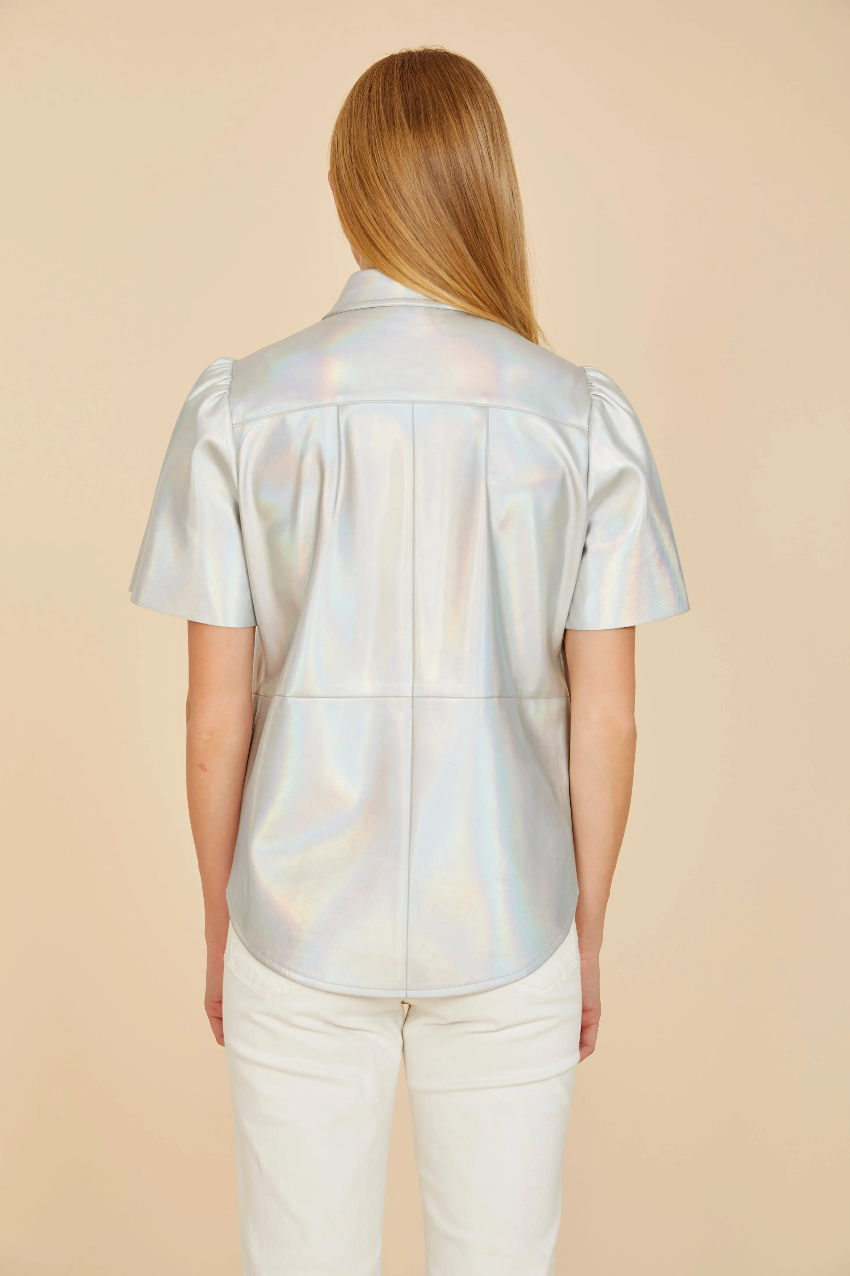 Metallic Faux Leather Top
