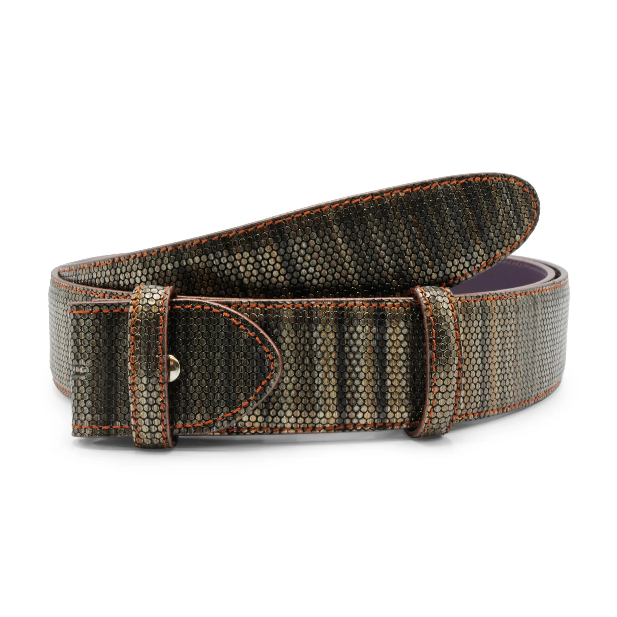 Metallic Finish Ronde Lizard Effect Belt Strap