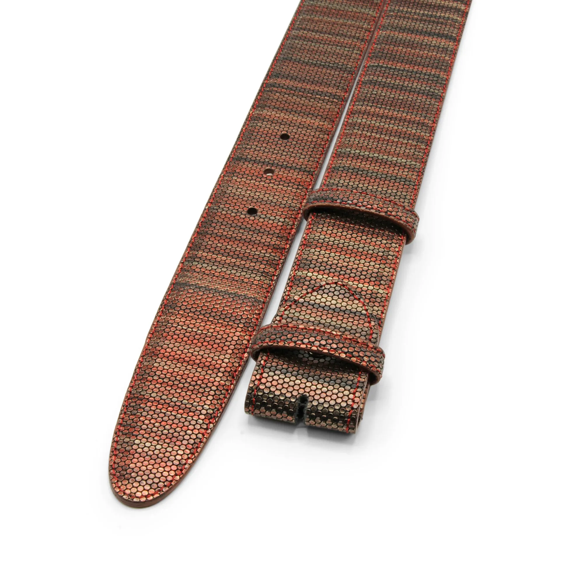 Metallic Finish Ronde Lizard Effect Belt Strap