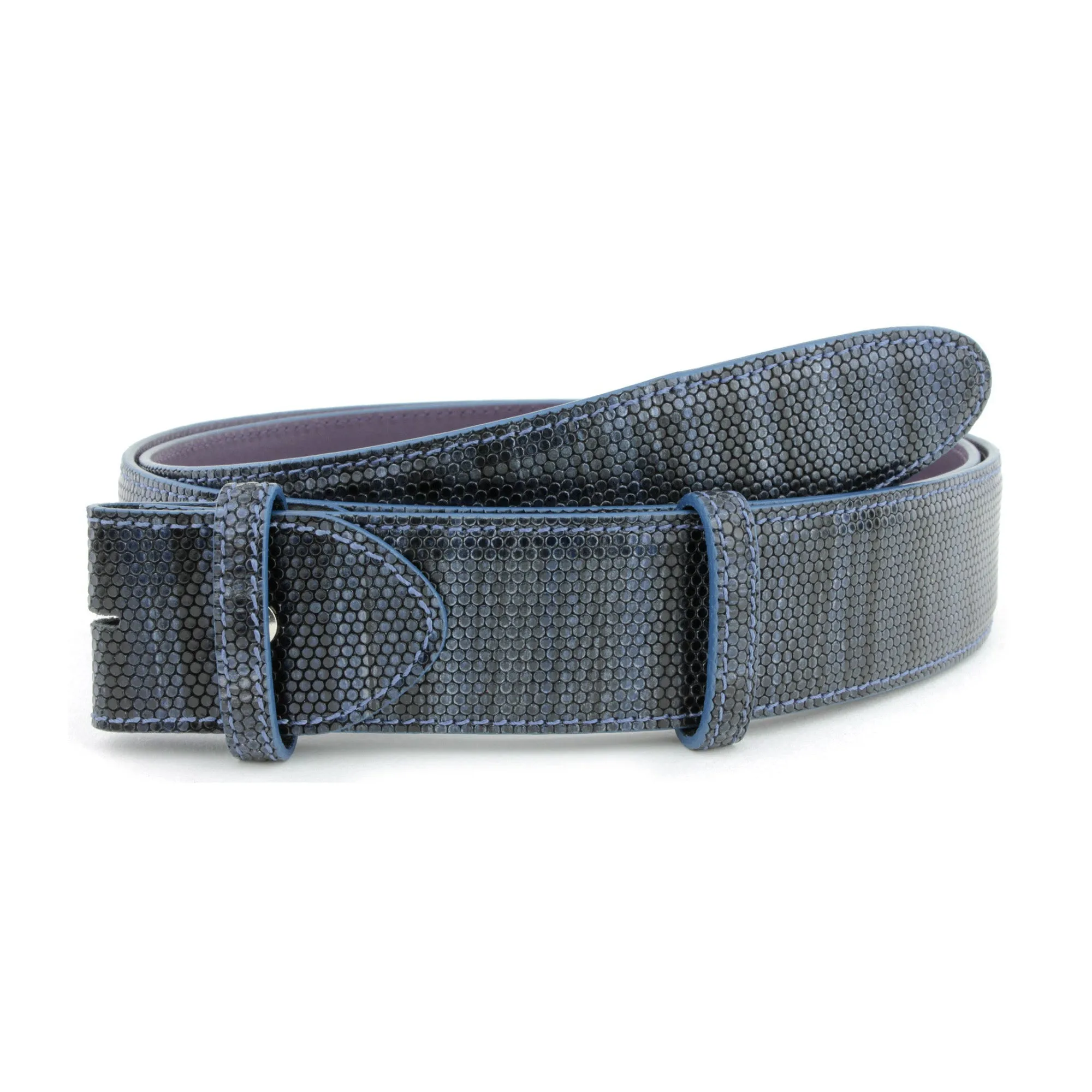 Metallic Finish Ronde Lizard Effect Belt Strap