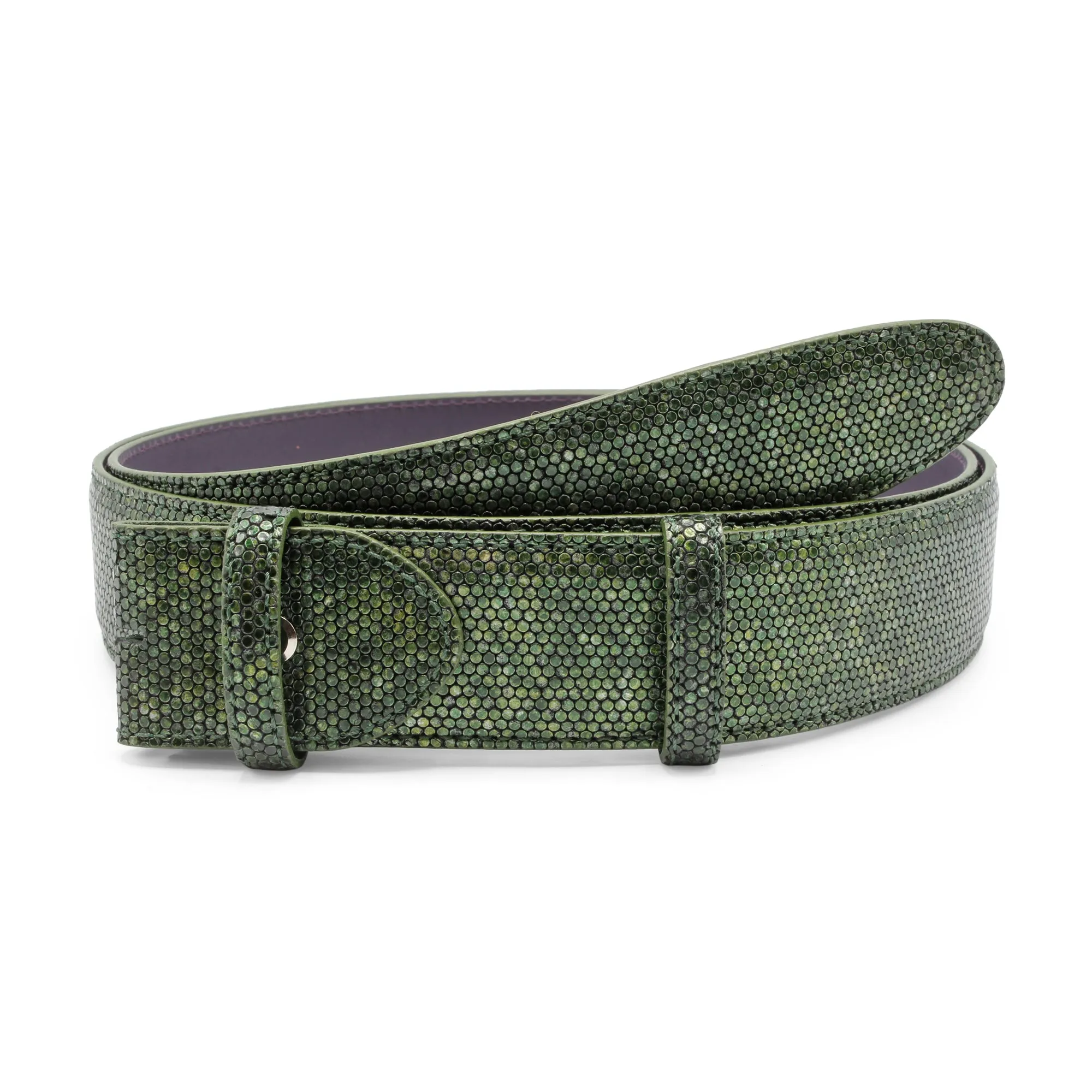 Metallic Finish Ronde Lizard Effect Belt Strap