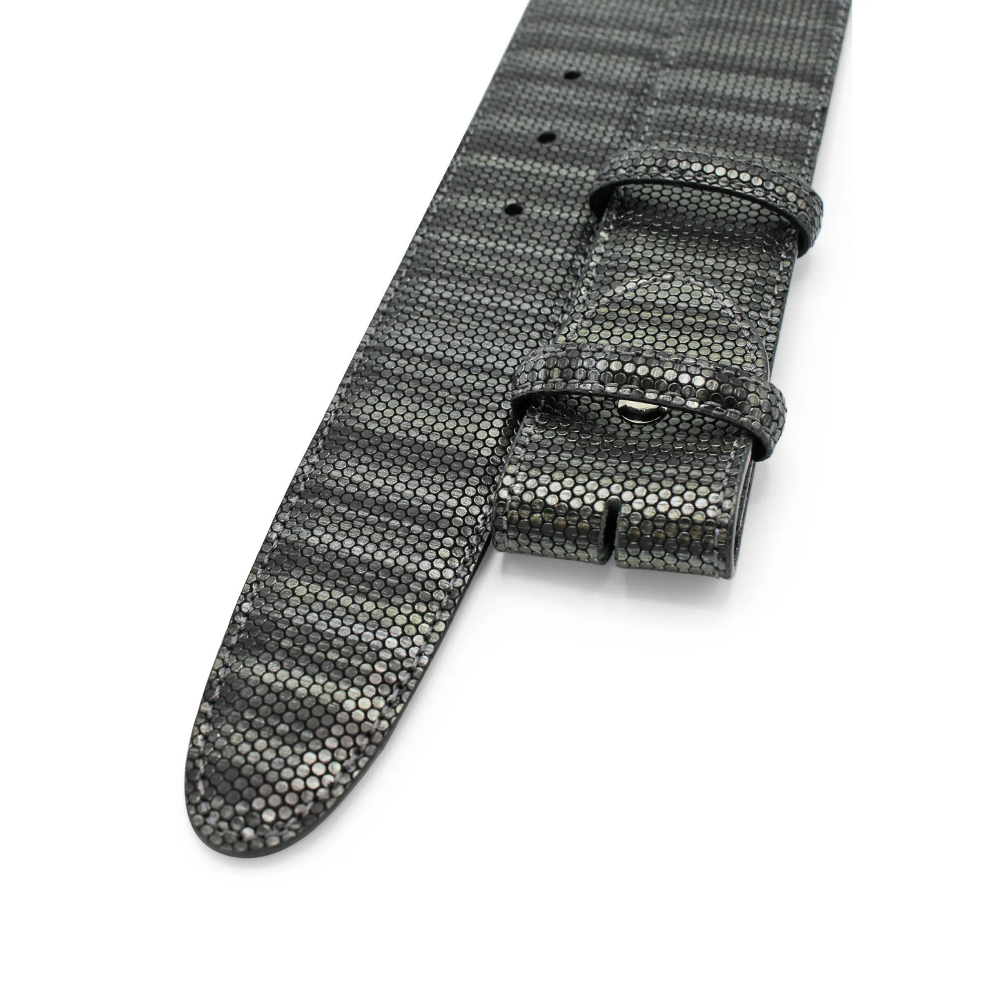 Metallic Finish Ronde Lizard Effect Belt Strap