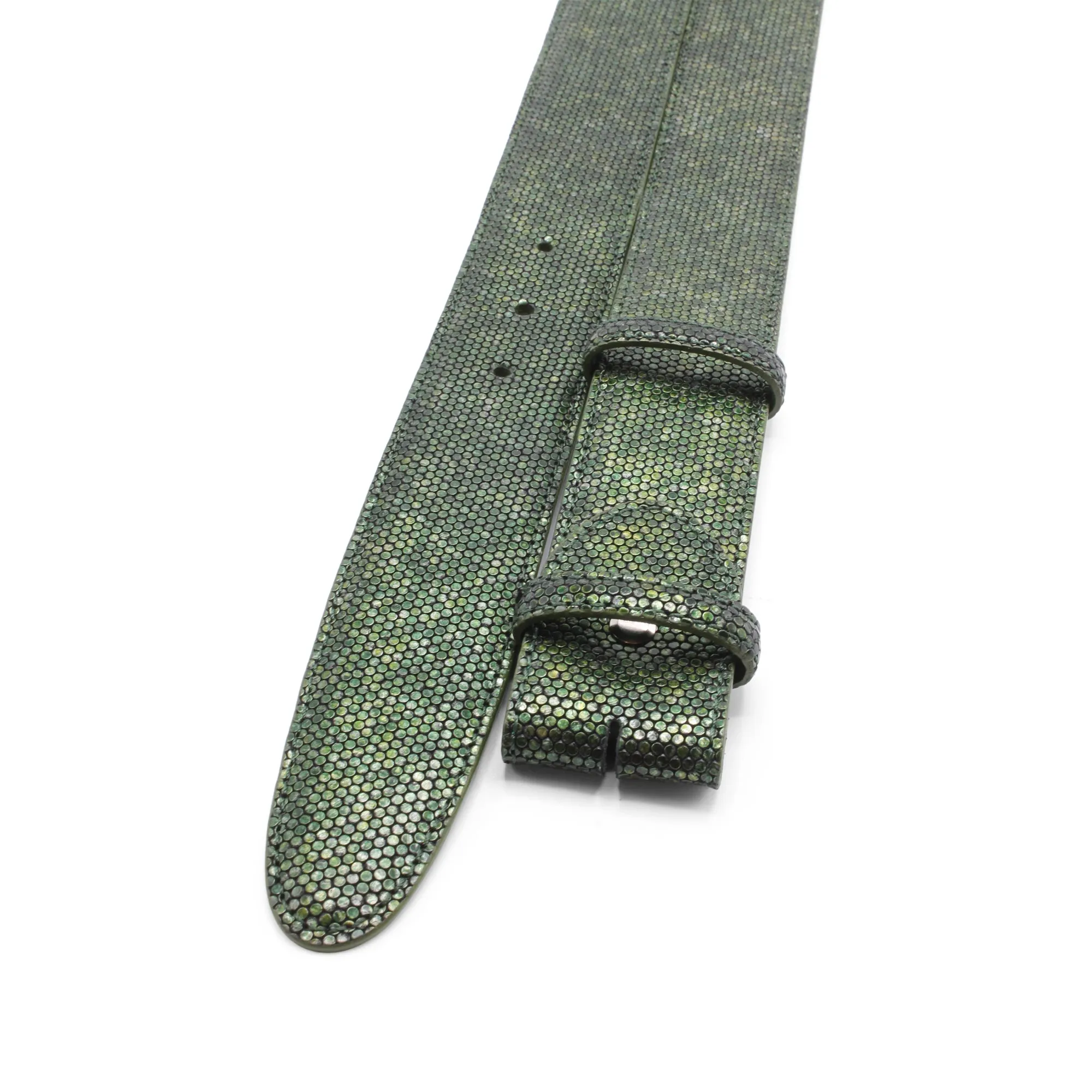 Metallic Finish Ronde Lizard Effect Belt Strap