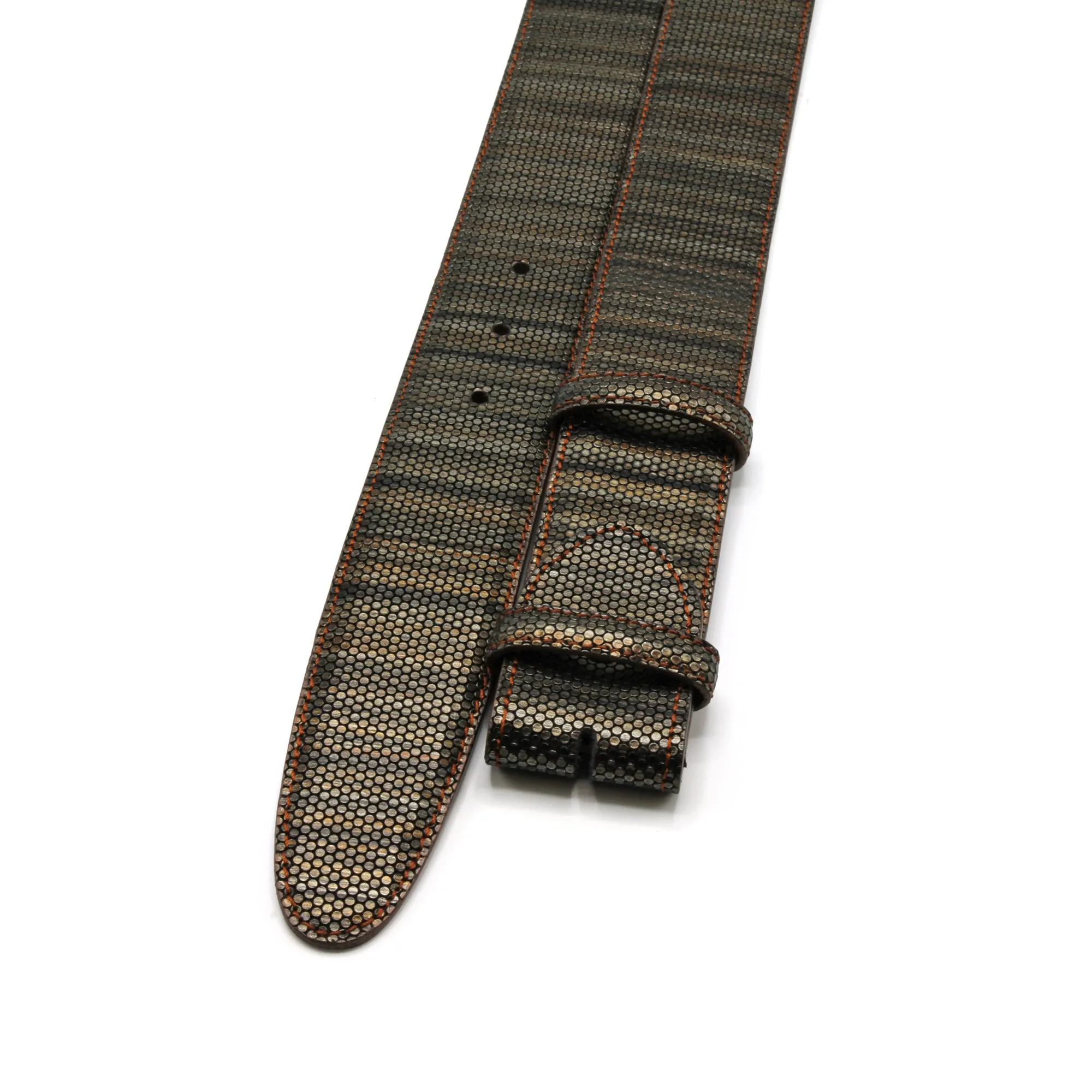 Metallic Finish Ronde Lizard Effect Belt Strap