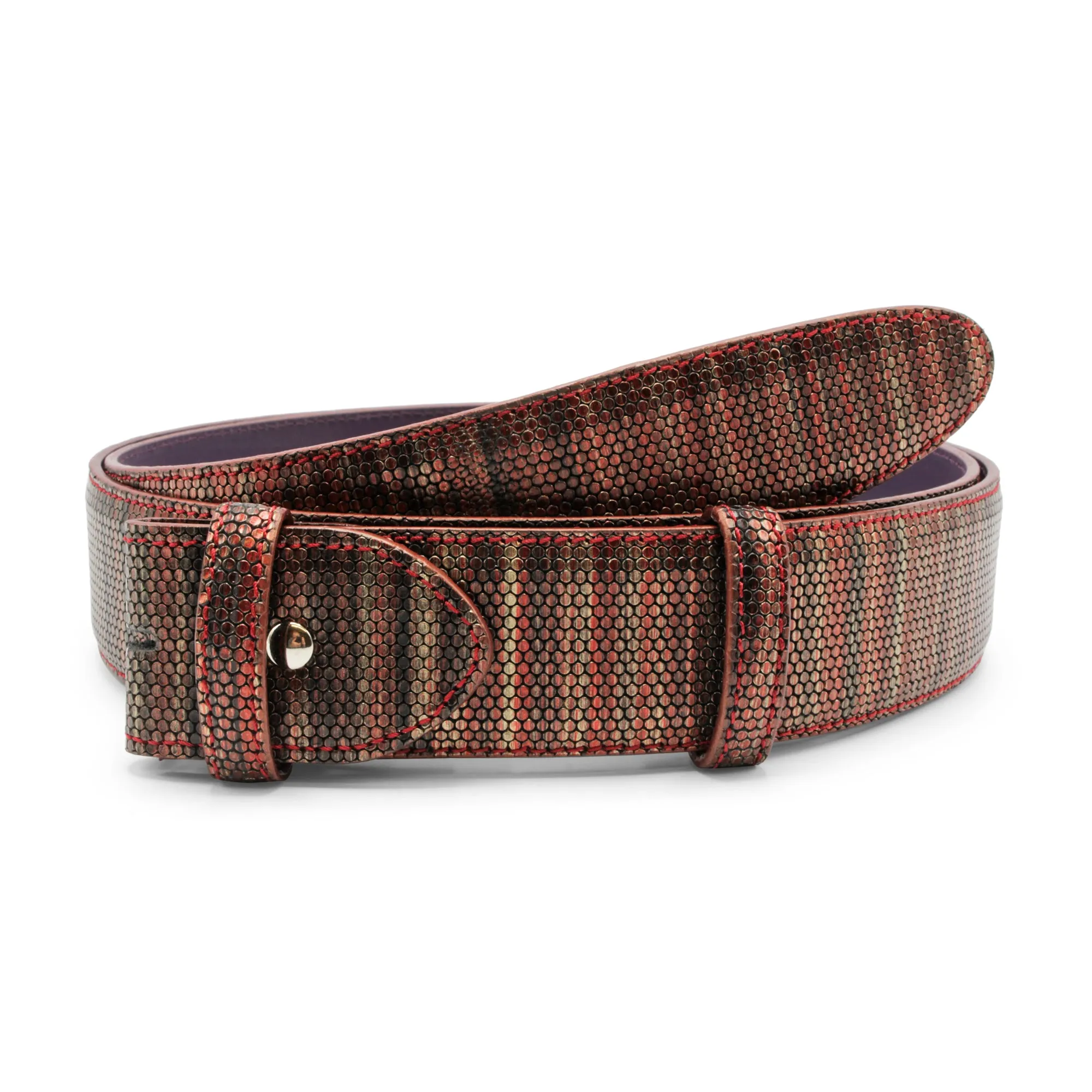 Metallic Finish Ronde Lizard Effect Belt Strap