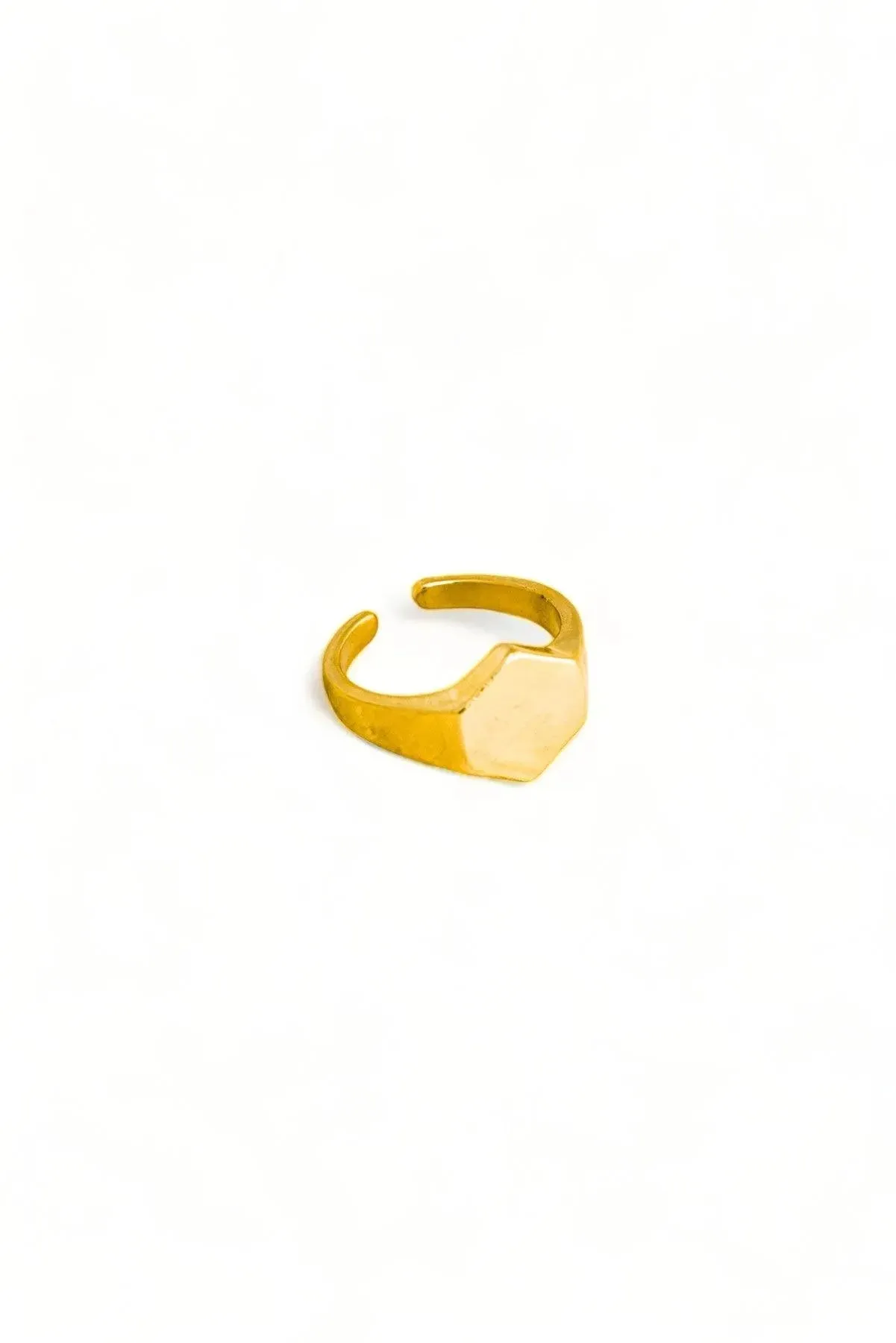 Metallic Hexagon Signet Fashion Ring