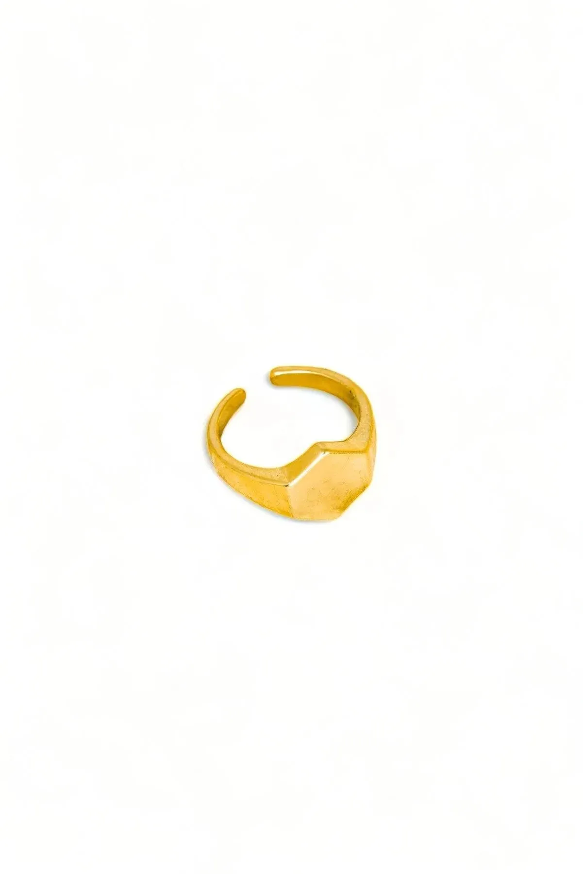 Metallic Hexagon Signet Fashion Ring