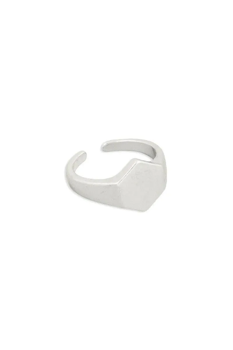 Metallic Hexagon Signet Fashion Ring
