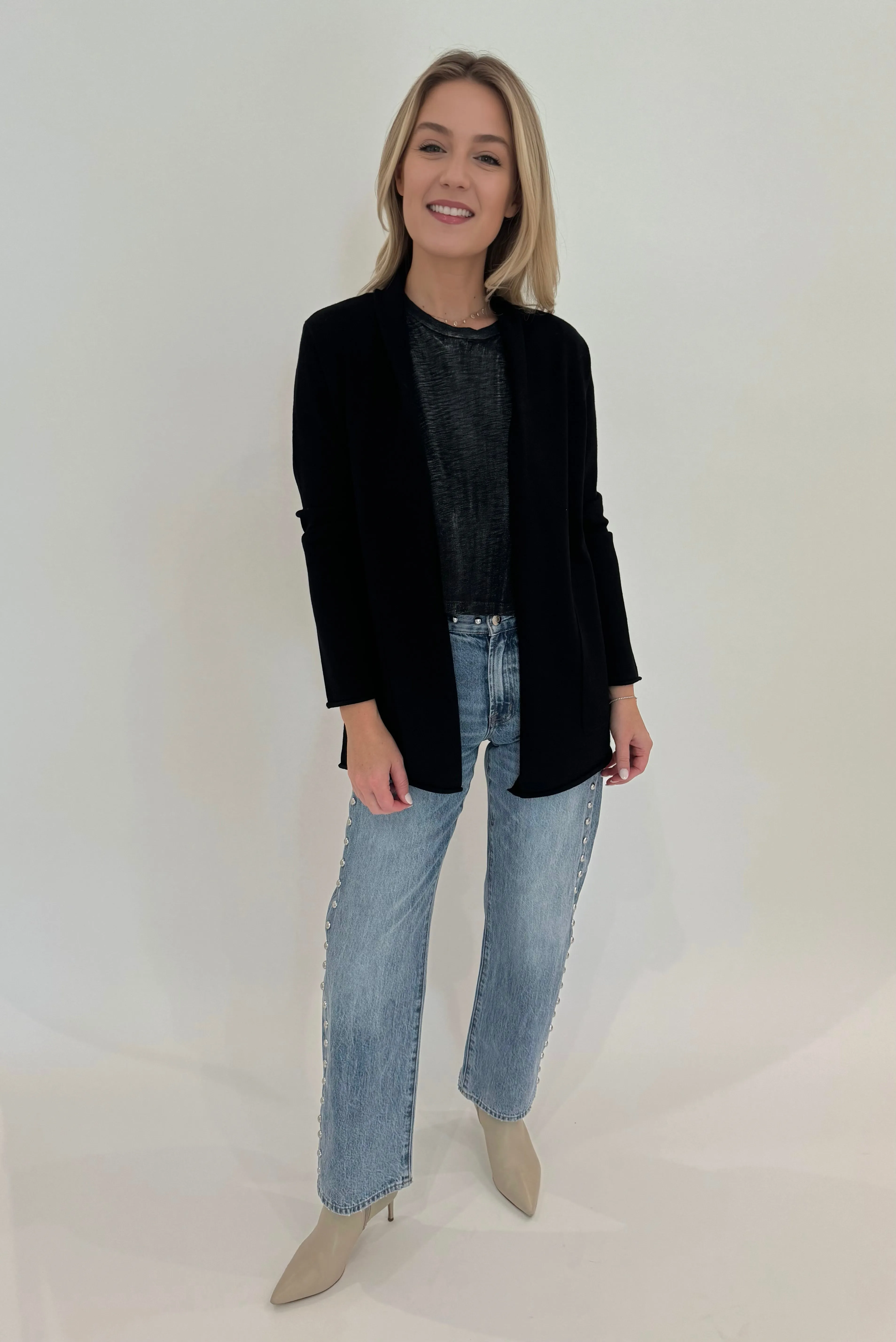 Metallic Sparkle Crop Tee - Black/Silver