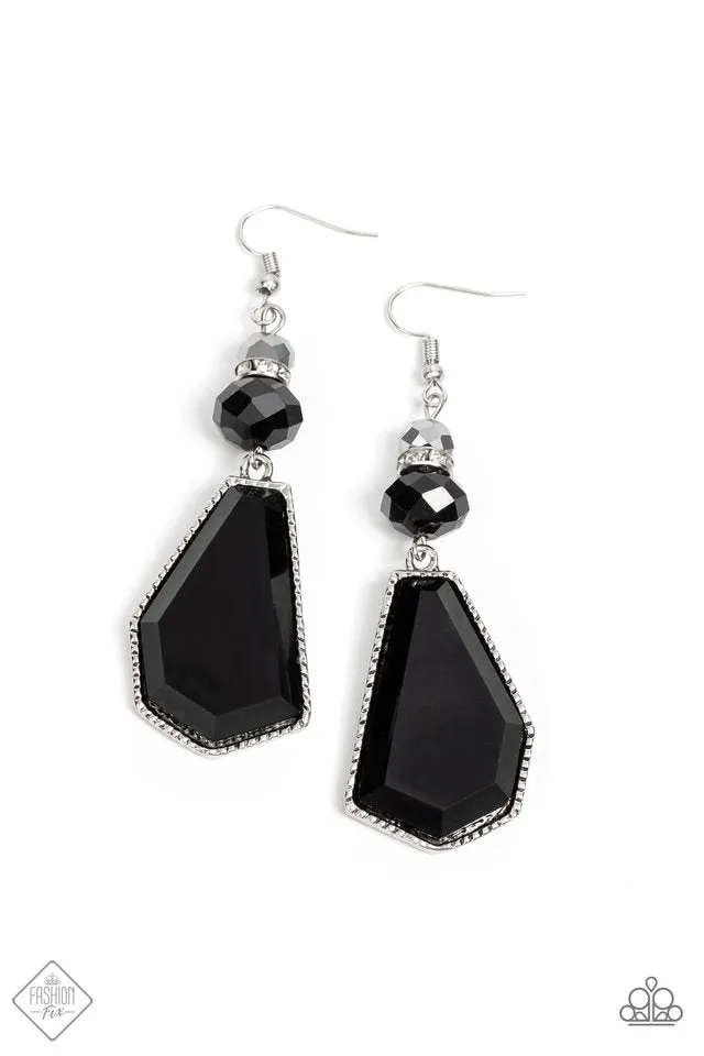 Paparazzi Earring ~ Defaced Dimension - Black