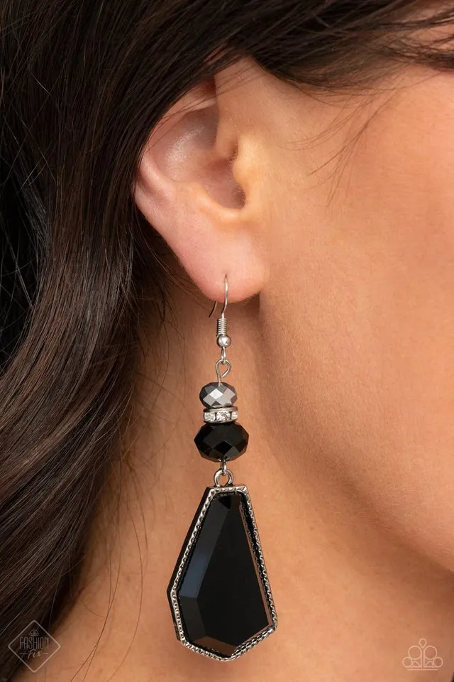 Paparazzi Earring ~ Defaced Dimension - Black