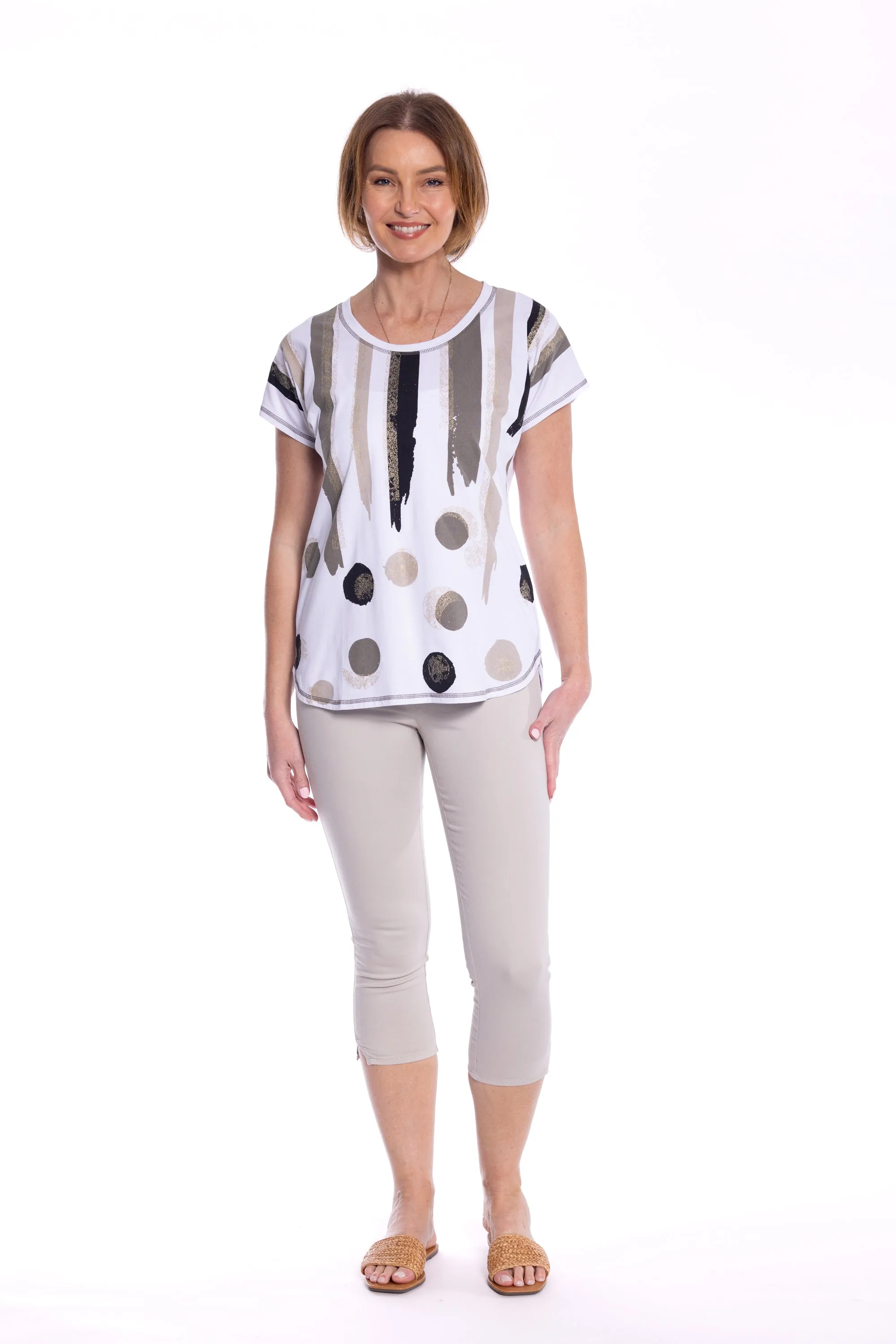 Printed Tee with Gold Foil Accents by Café Latte