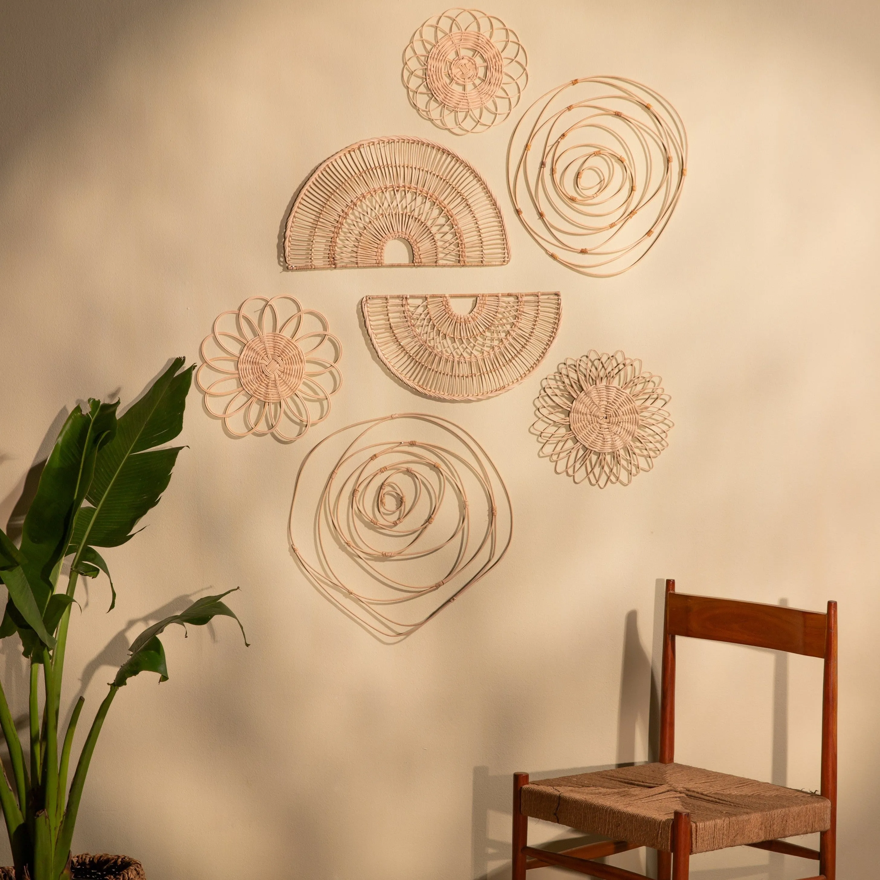 Rattan Sunflower Wall Hanging