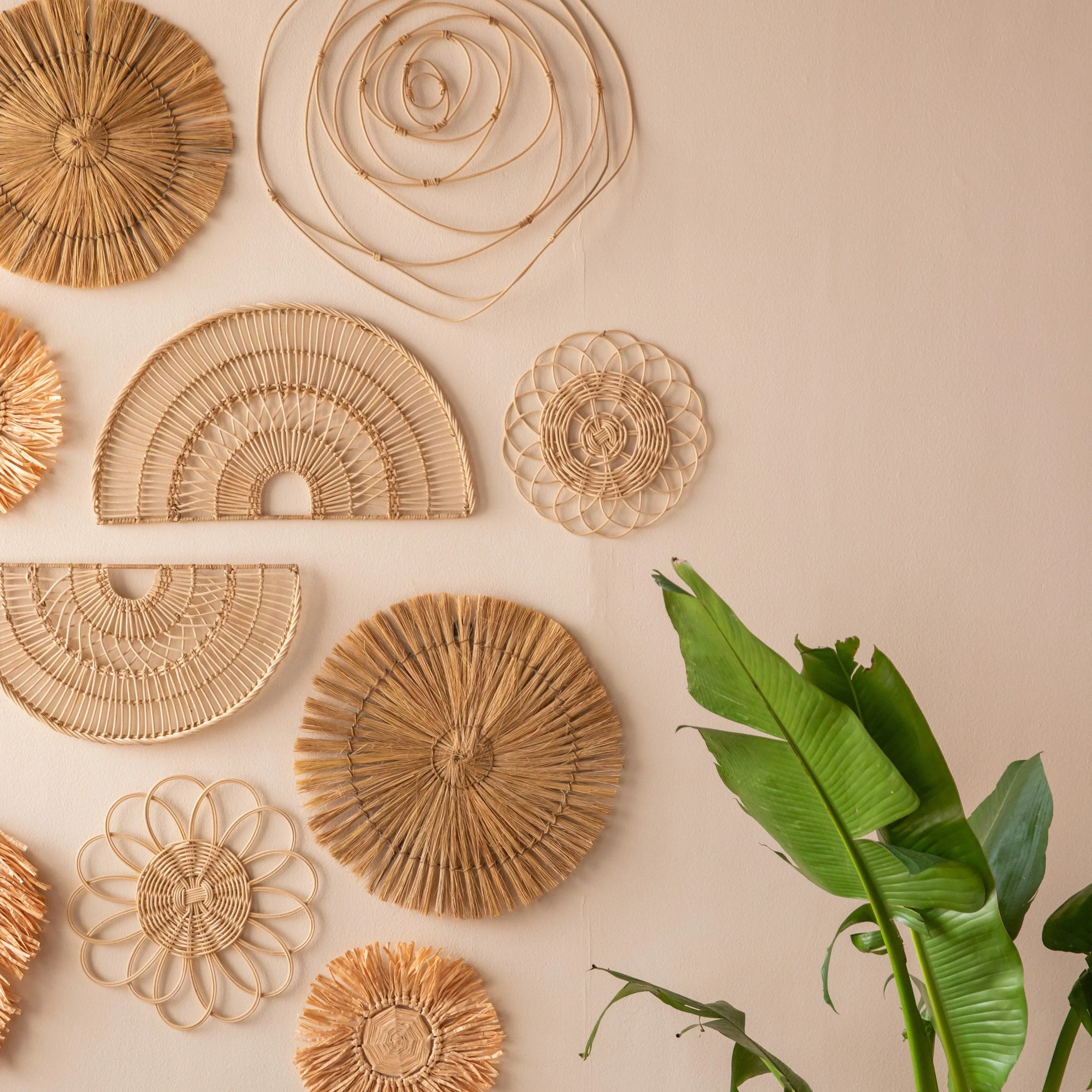 Rattan Sunflower Wall Hanging