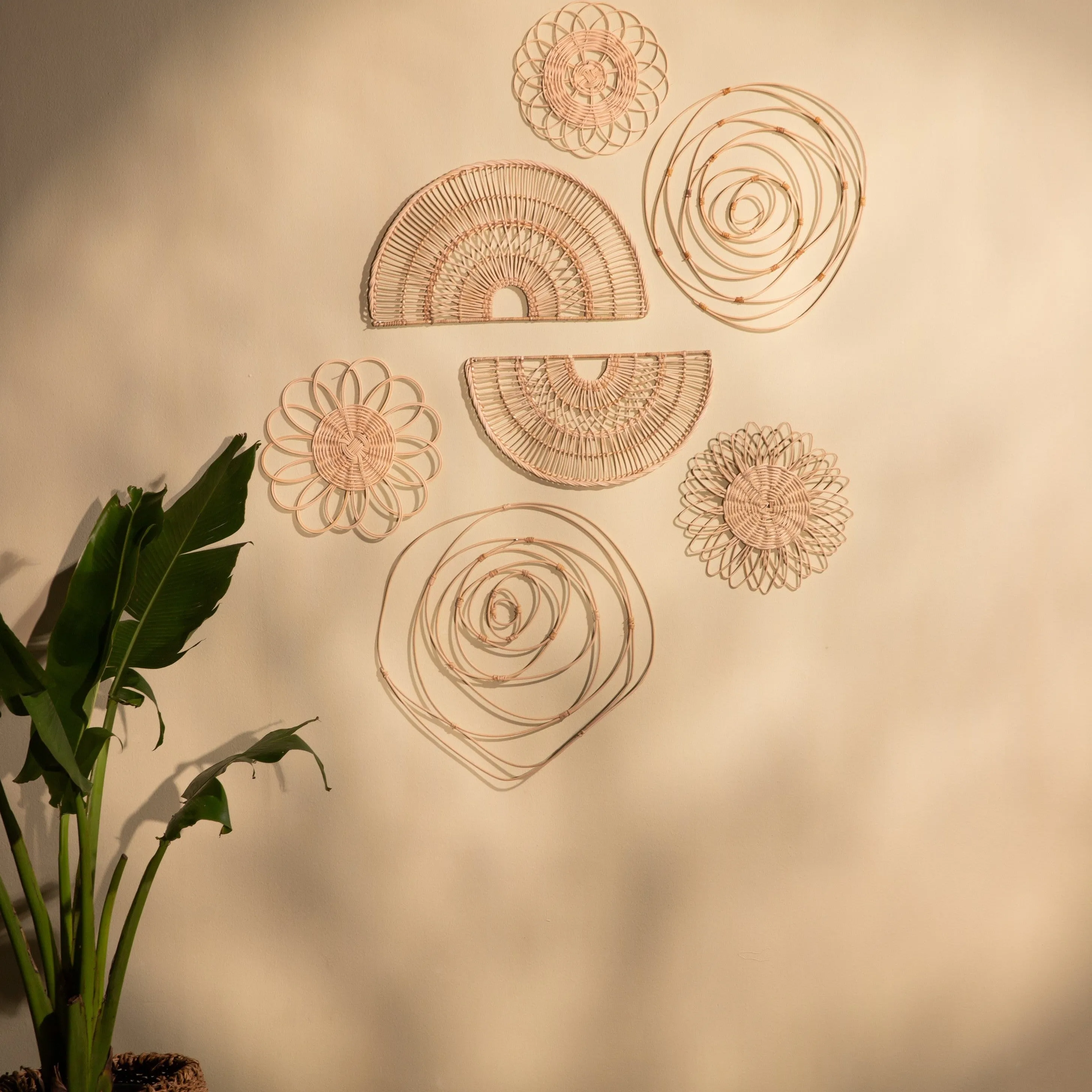 Rattan Sunflower Wall Hanging