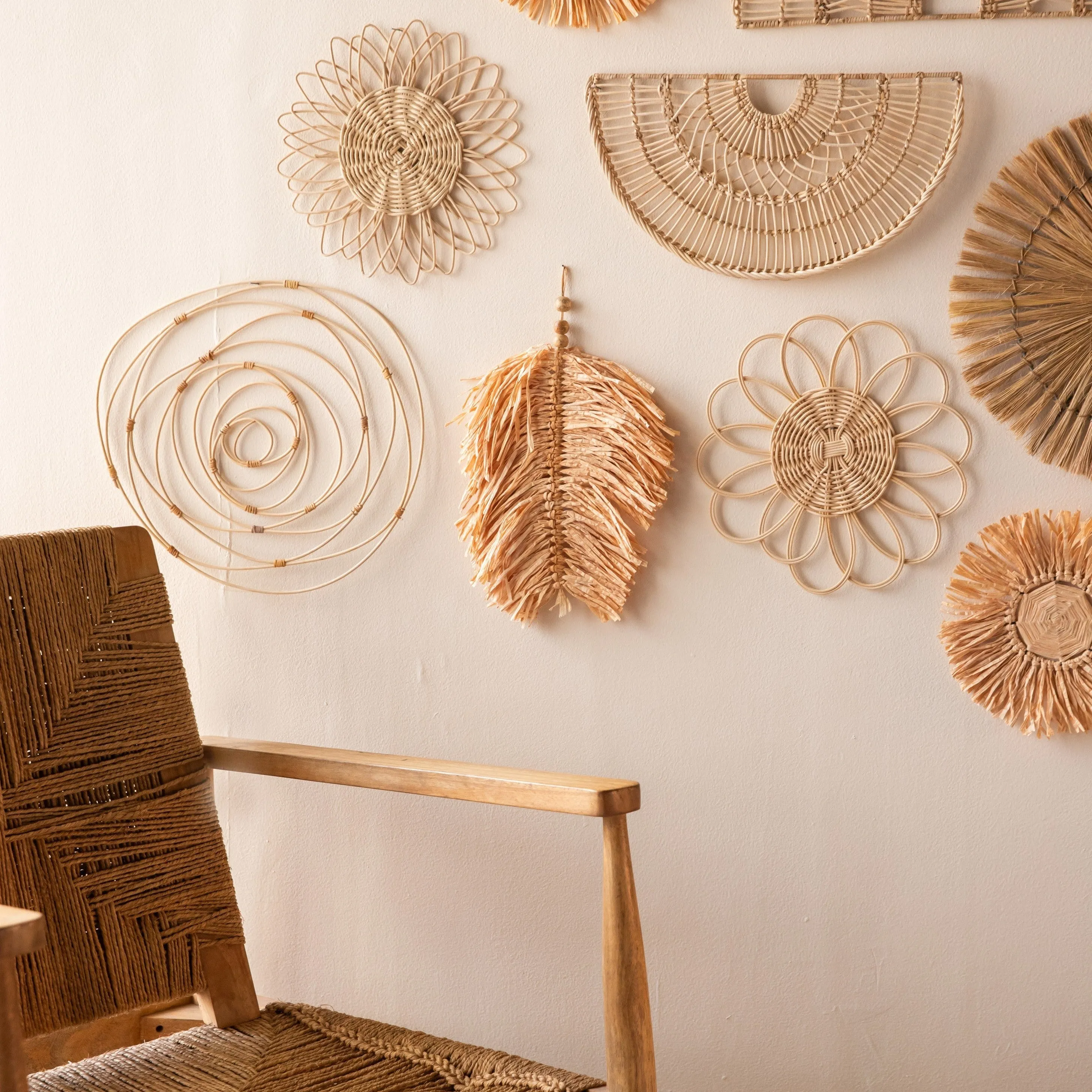 Rattan Sunflower Wall Hanging