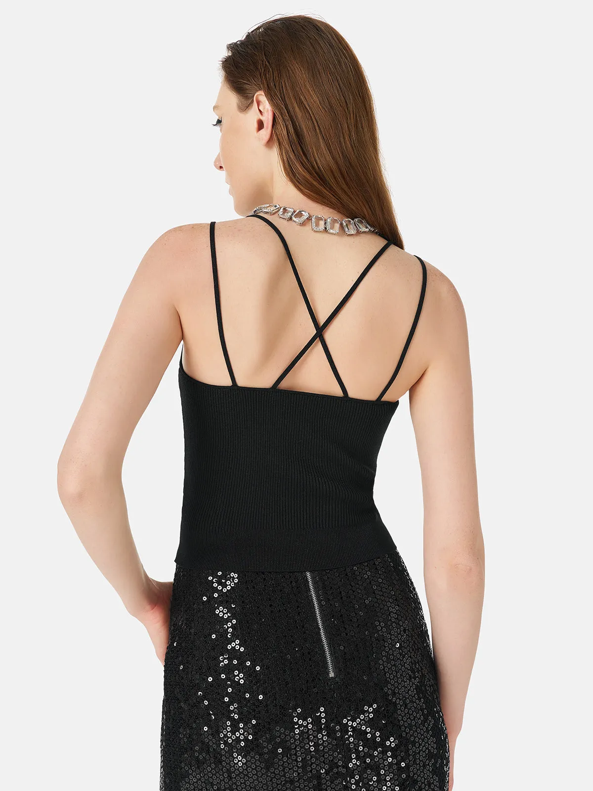 Ribbed Knit Double Straps Top