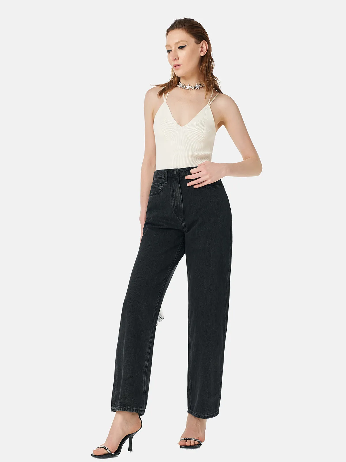 Ribbed Knit Double Straps Top