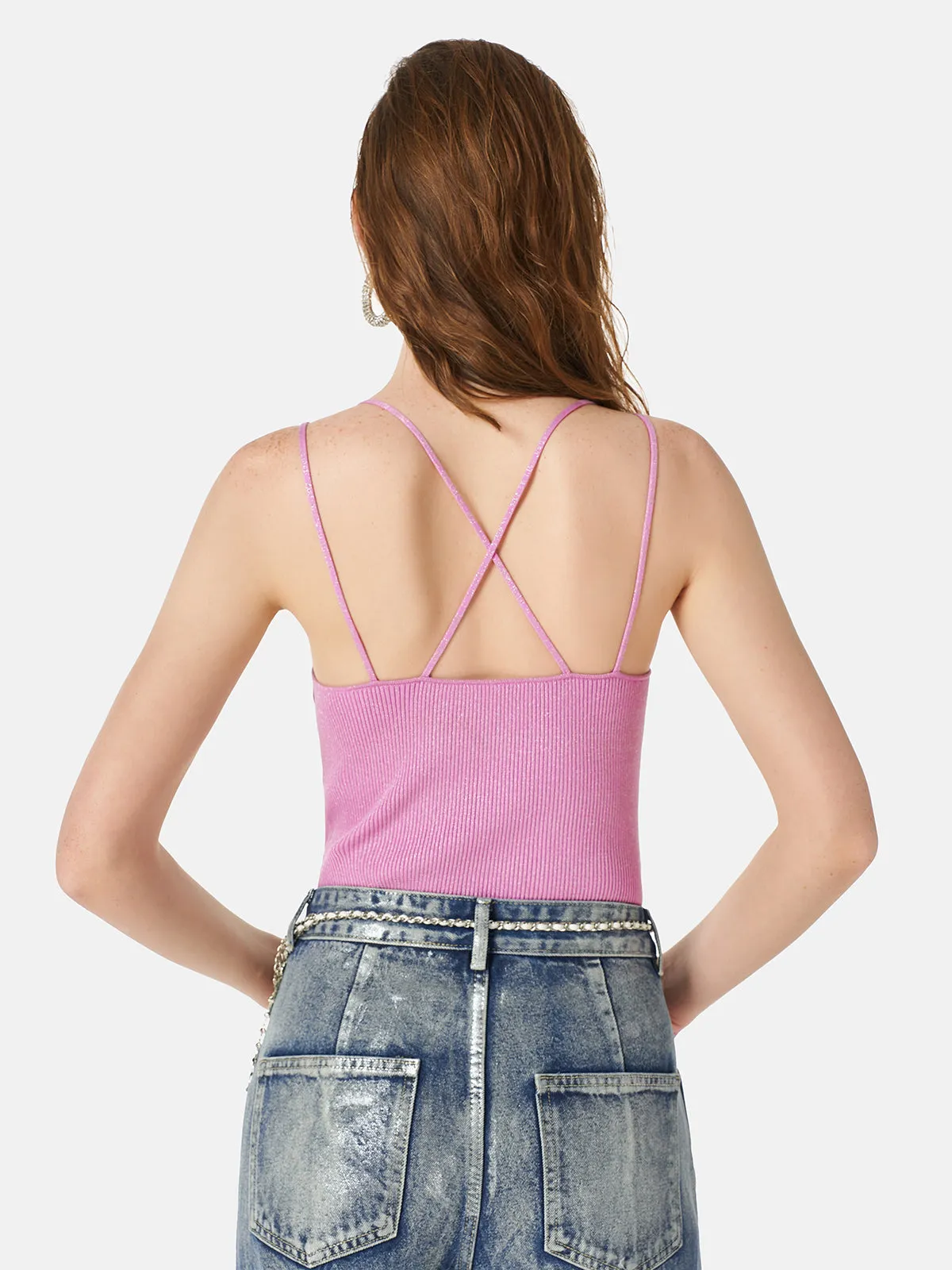 Ribbed Knit Double Straps Top