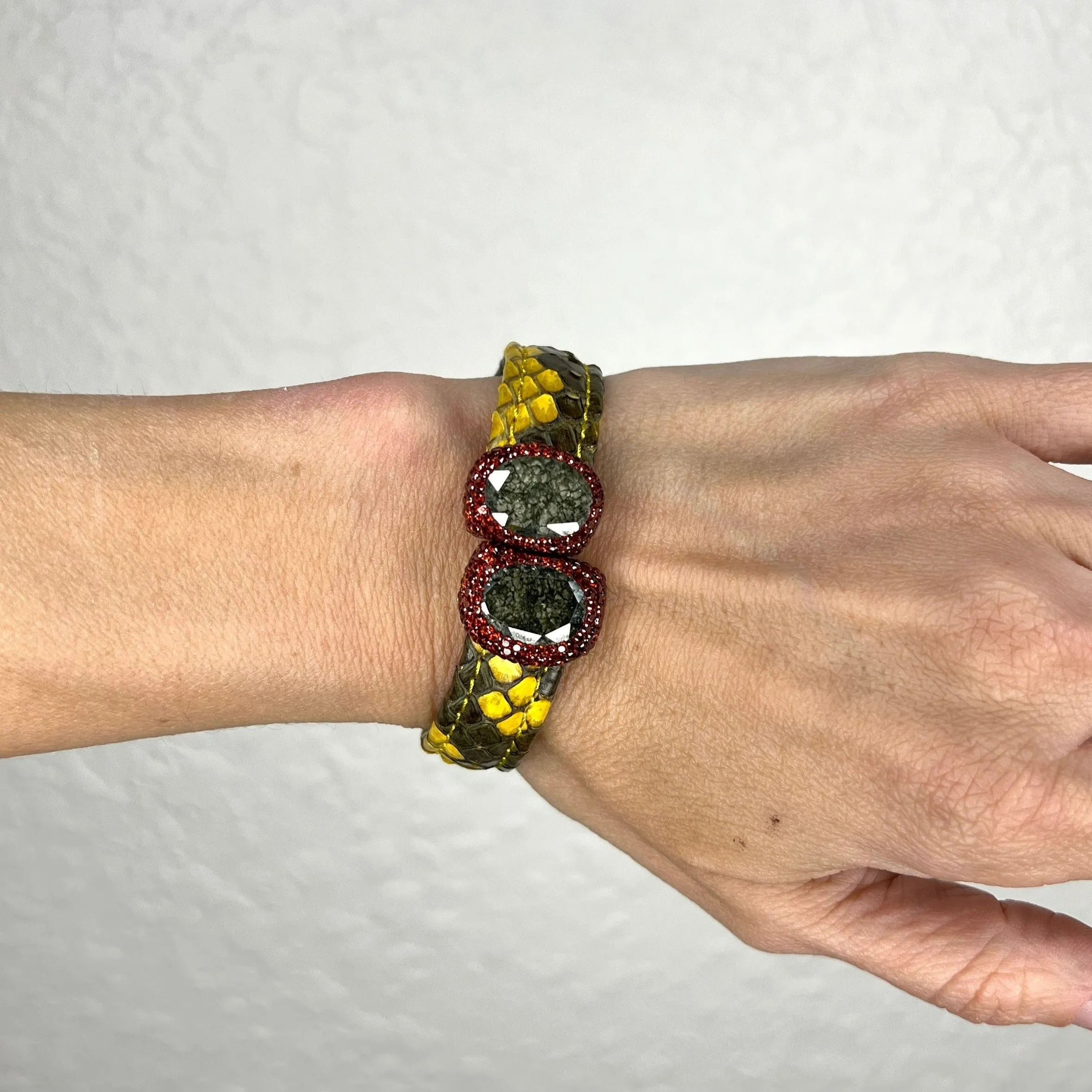 Small Splendor Gemstone Leather Cuff Bracelet