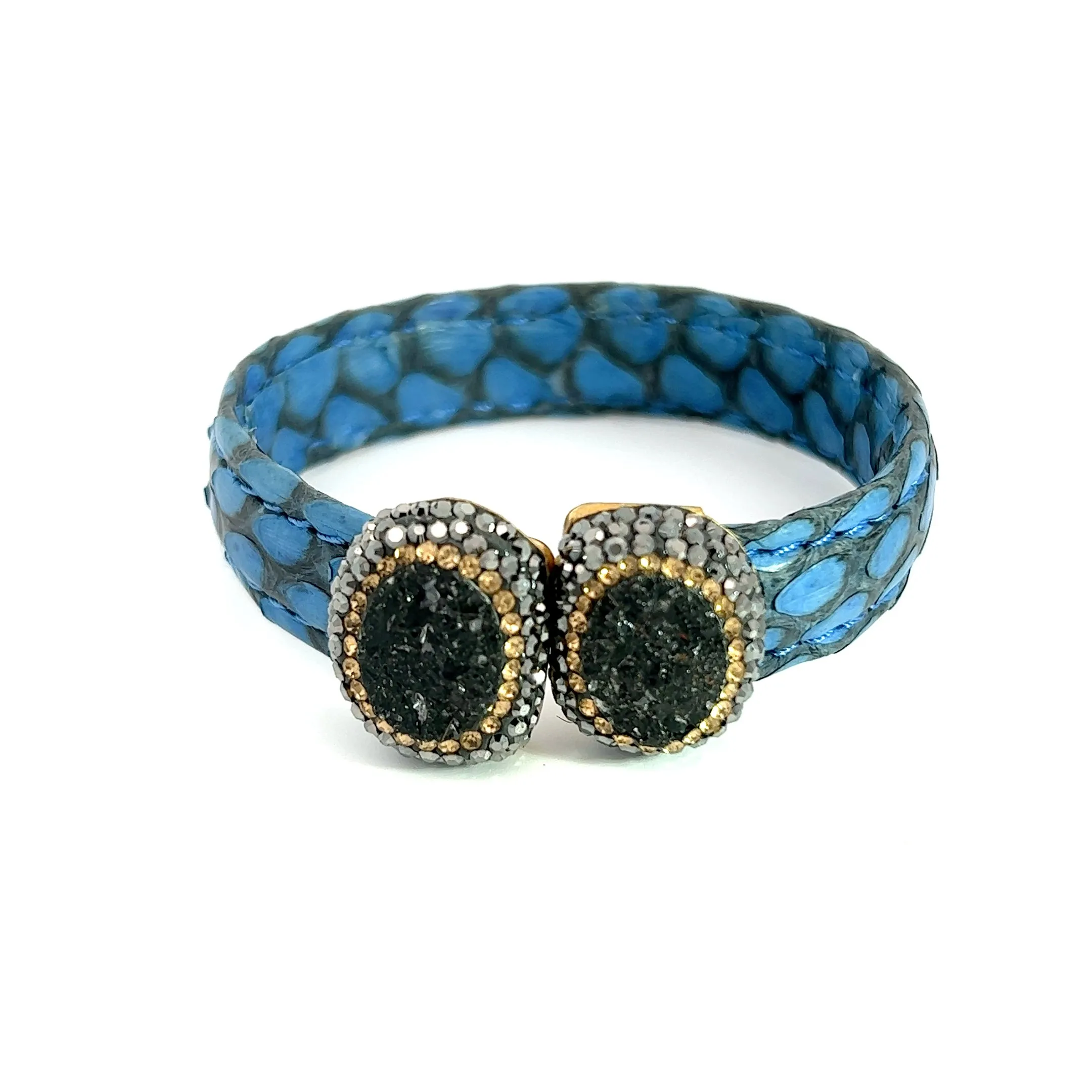 Small Splendor Gemstone Leather Cuff Bracelet