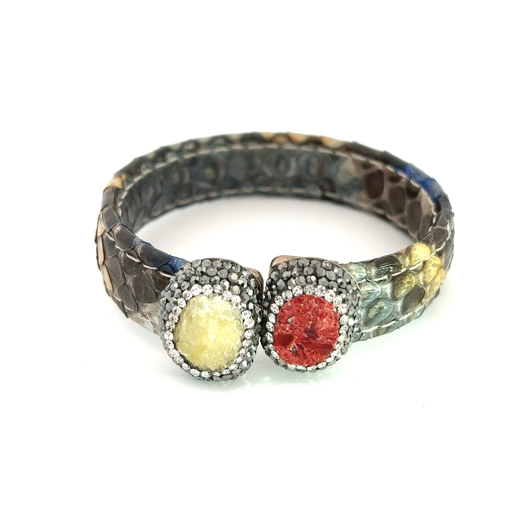 Small Splendor Gemstone Leather Cuff Bracelet