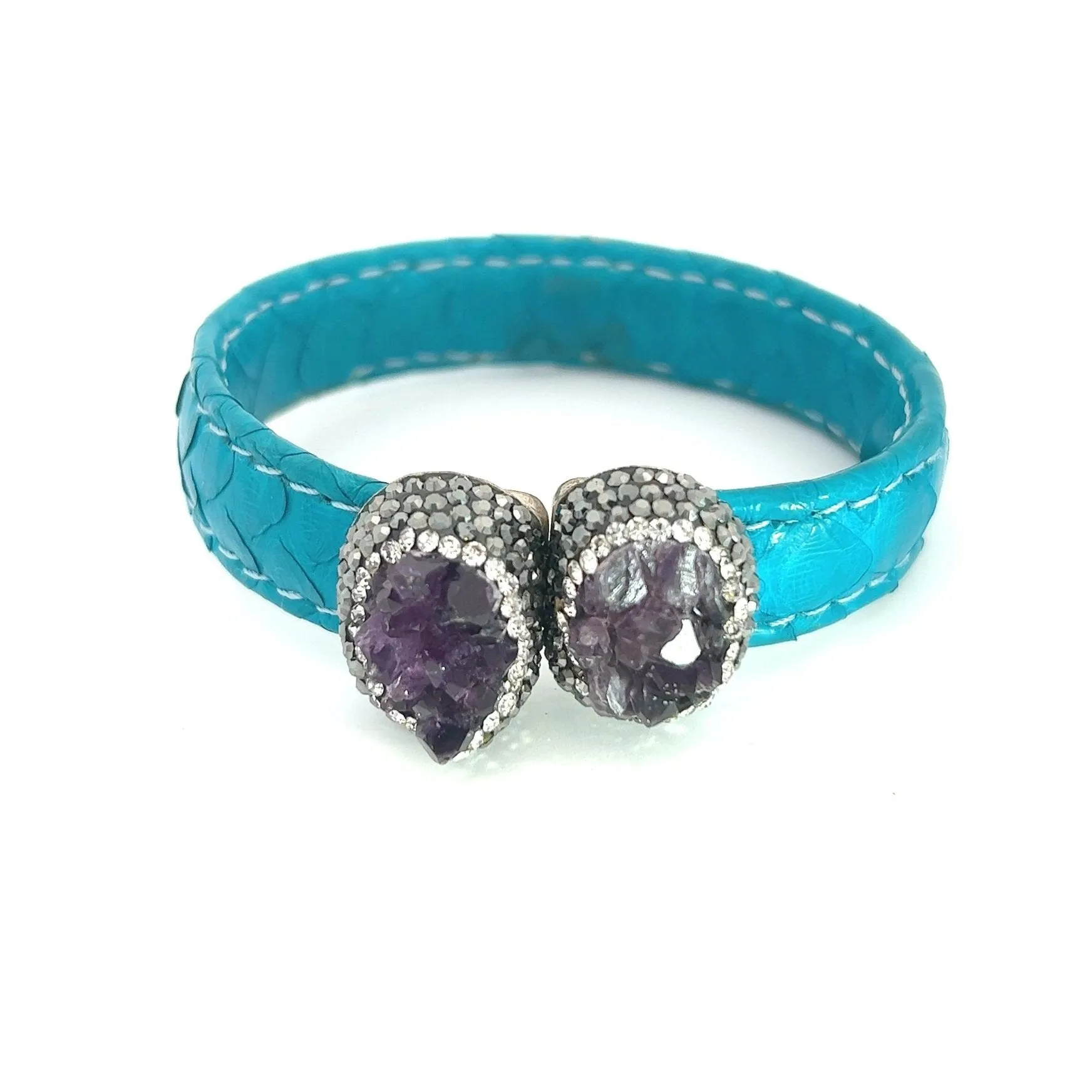 Small Splendor Gemstone Leather Cuff Bracelet