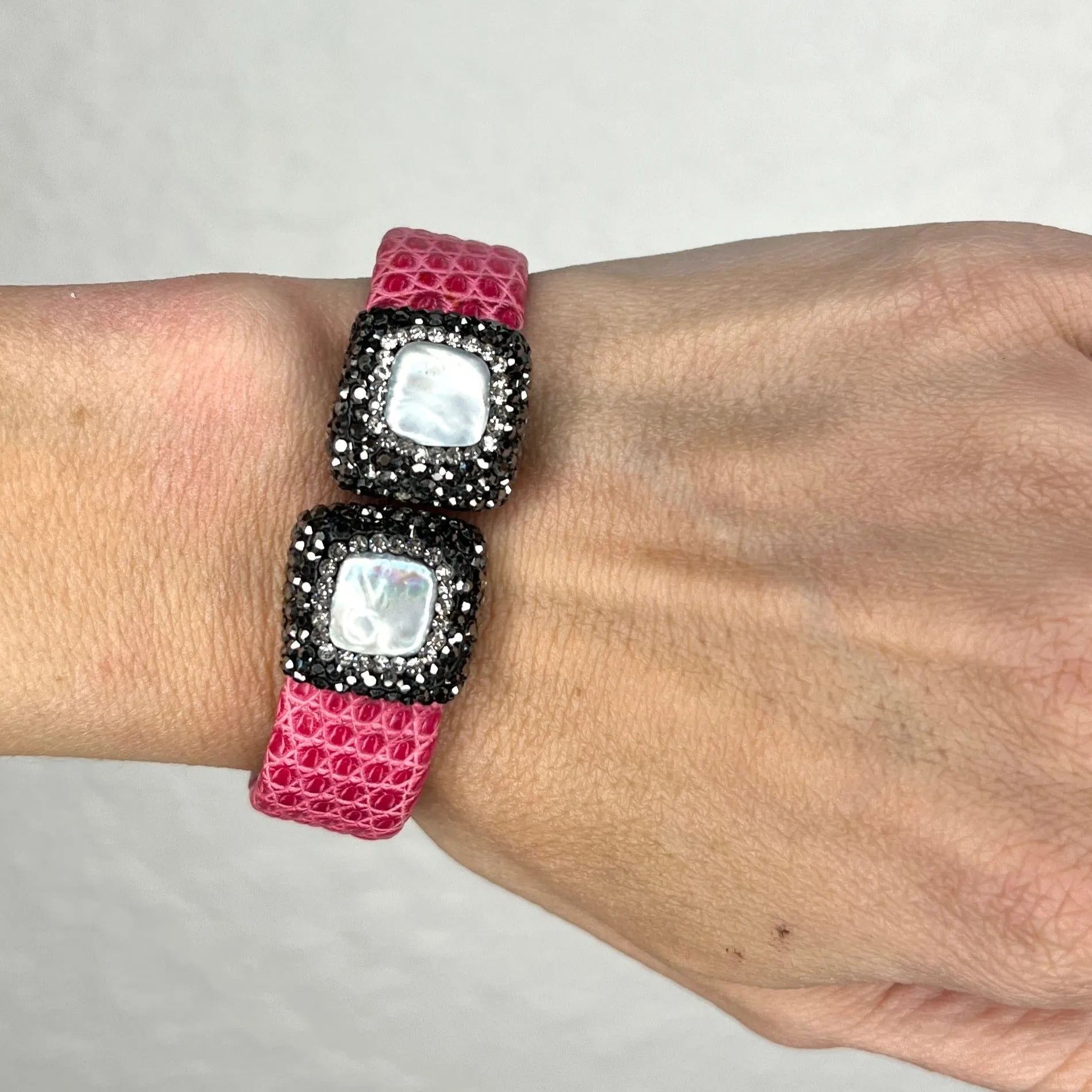 Small Splendor Gemstone Leather Cuff Bracelet