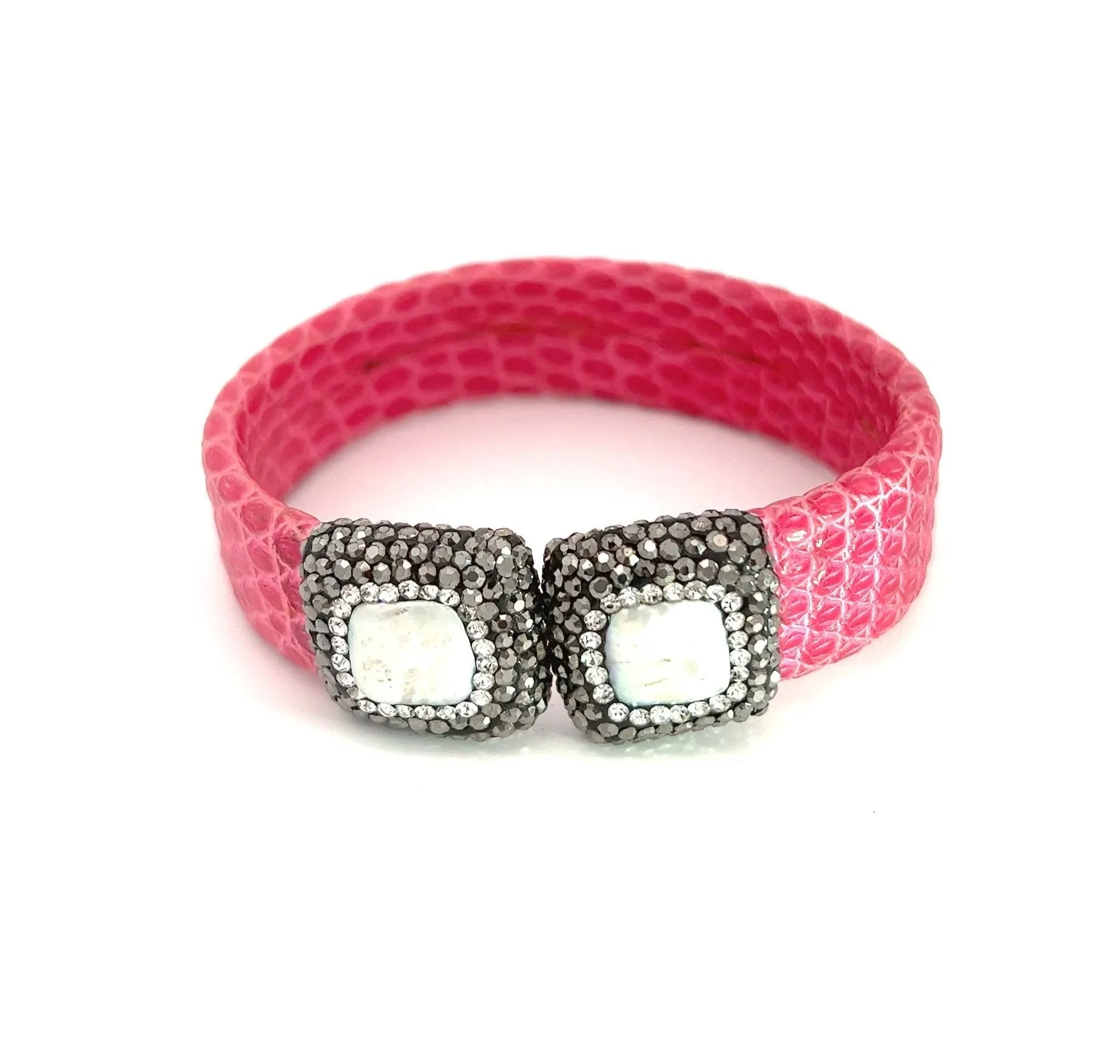 Small Splendor Gemstone Leather Cuff Bracelet