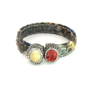Small Splendor Gemstone Leather Cuff Bracelet