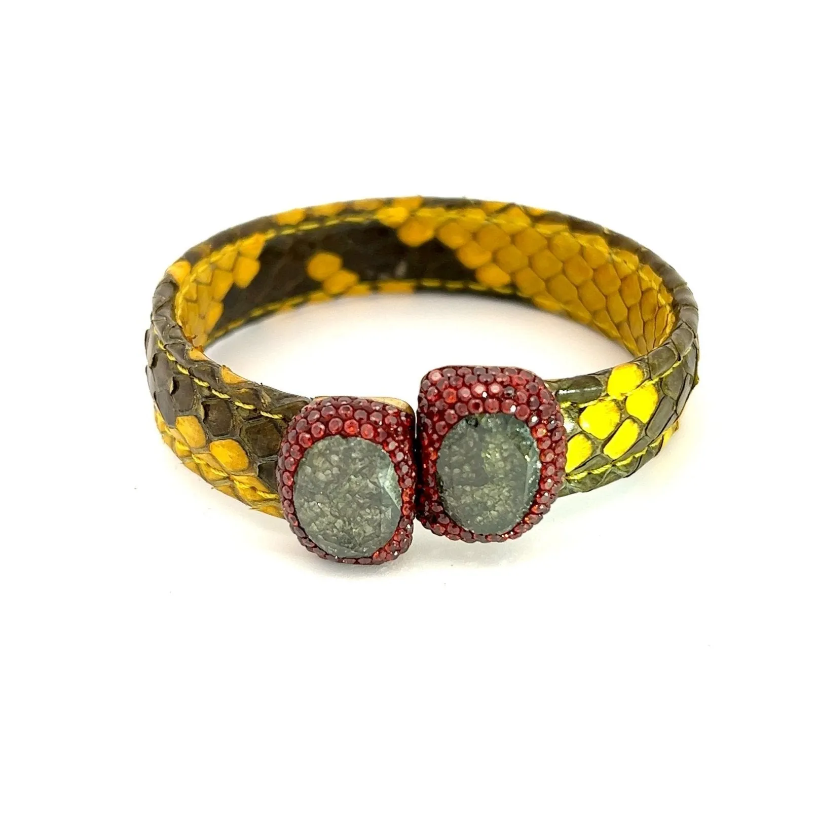 Small Splendor Gemstone Leather Cuff Bracelet
