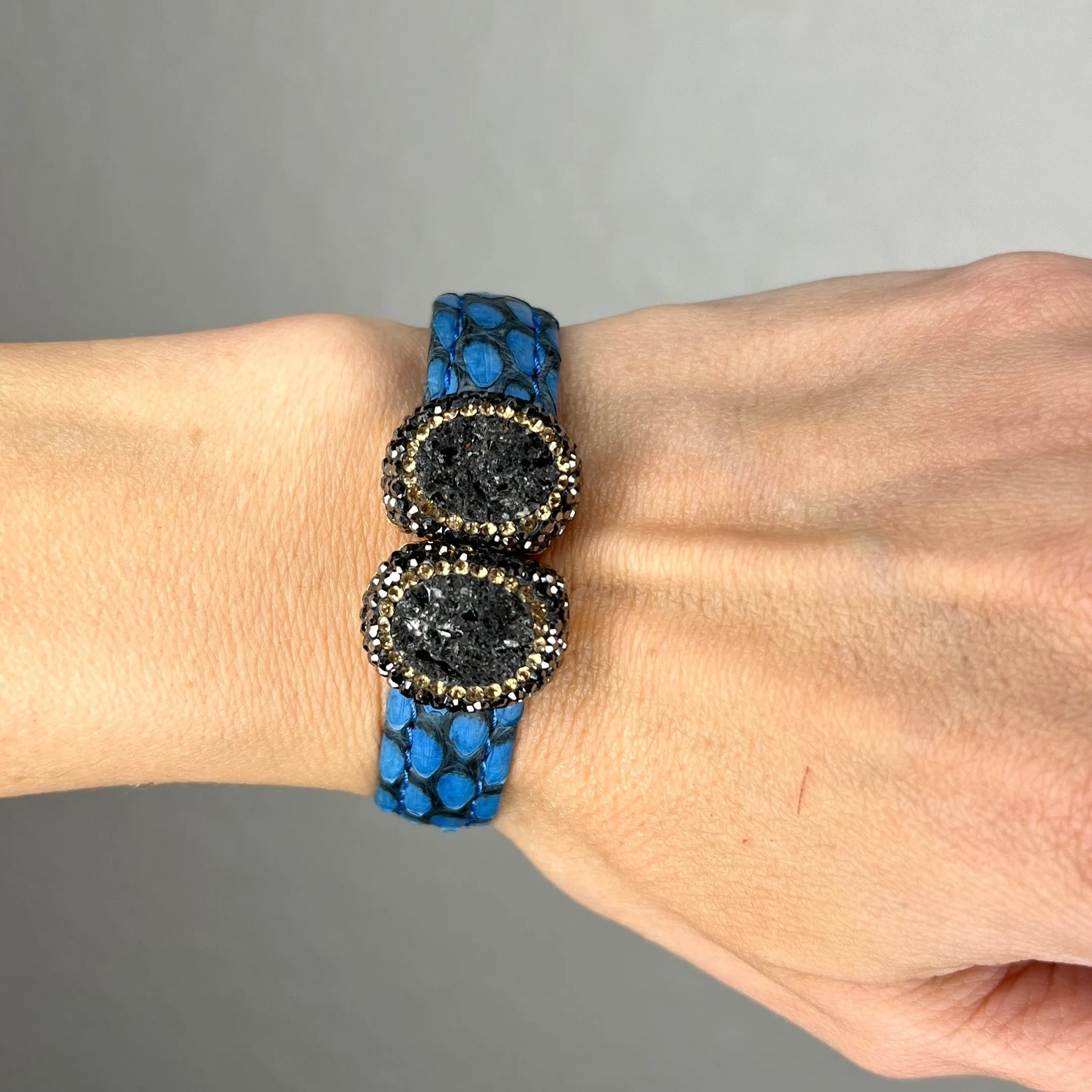 Small Splendor Gemstone Leather Cuff Bracelet