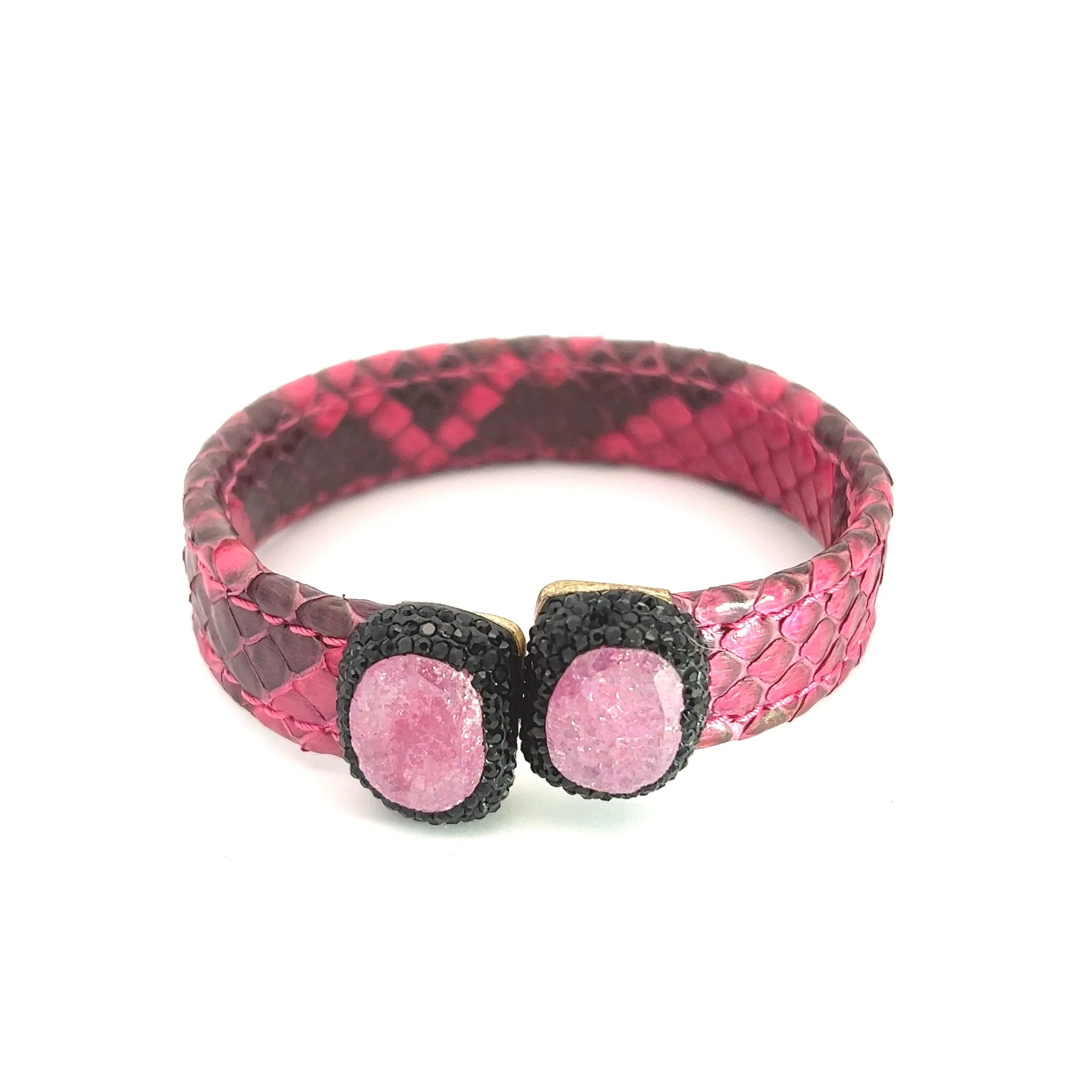 Small Splendor Gemstone Leather Cuff Bracelet